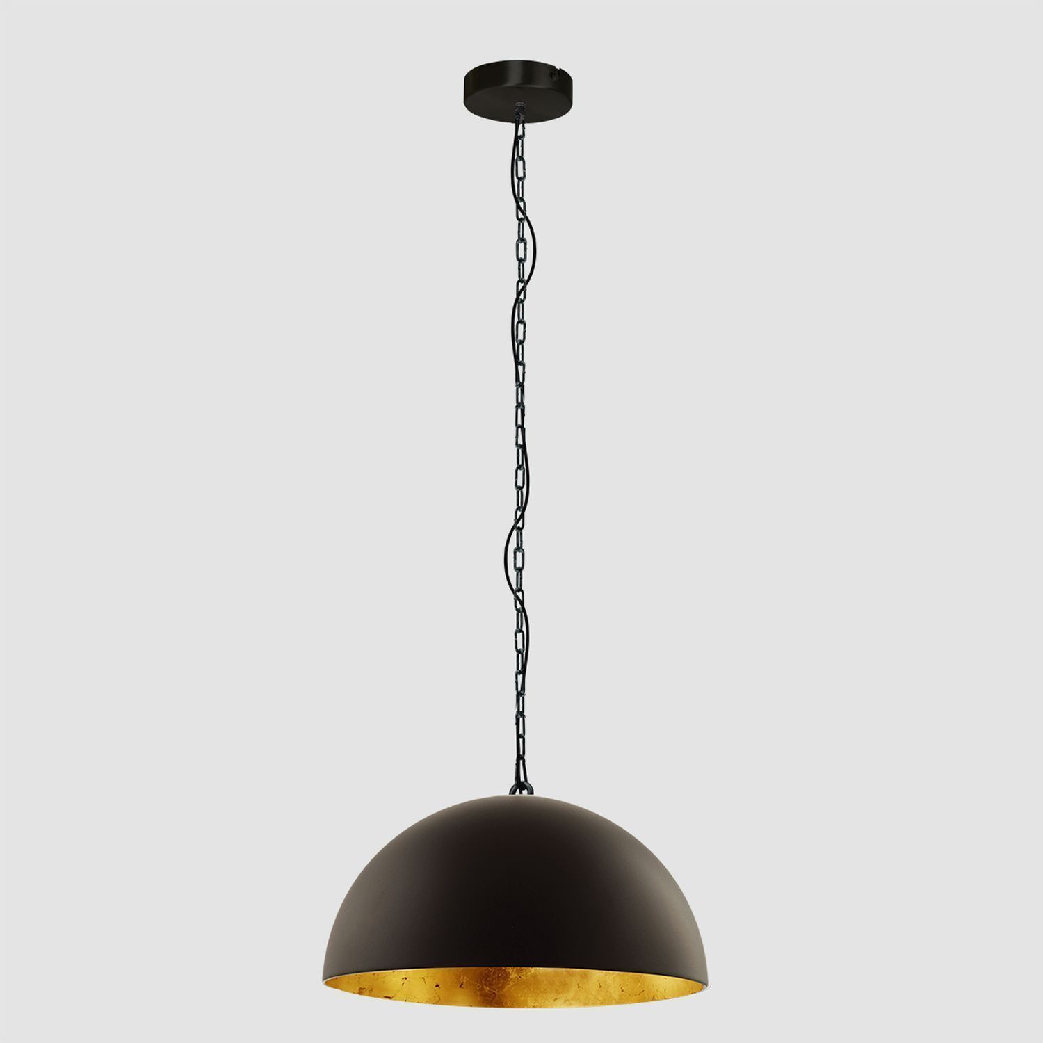 Runde Hängelampe Metall in Schwarz Gold 50 cm Modern
