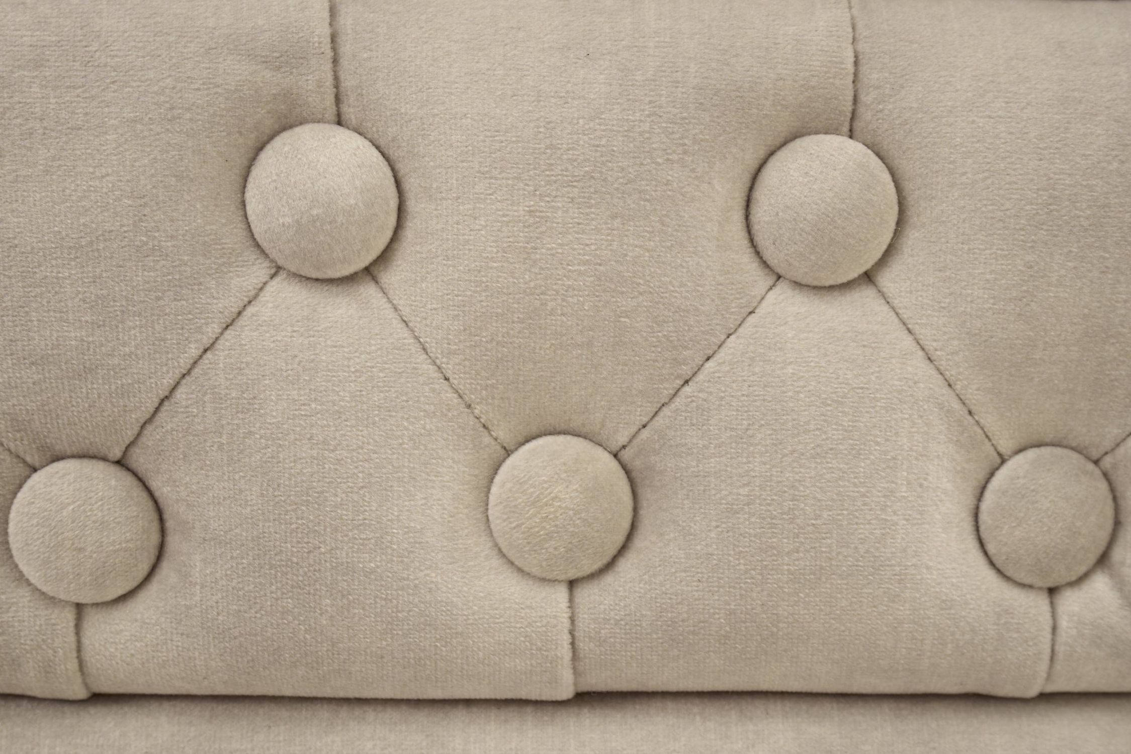 Sessel Samt Holz in Creme Beige Braun B: 110 cm Chesterfield Kissen, Dekoration für Zuhause, Mobiliar