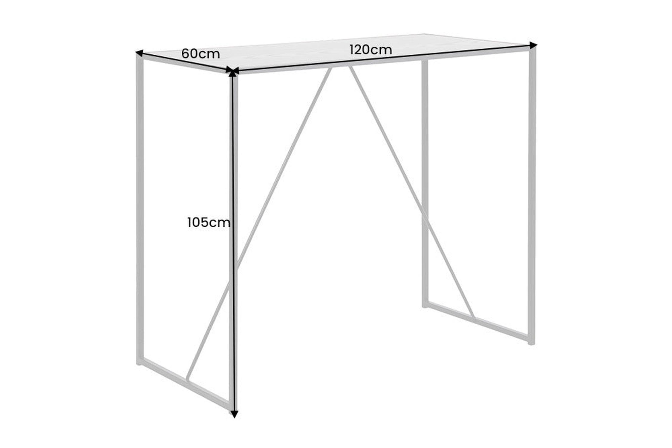 Bartisch Marmor Optik Schwarz 120 x 60 cm Metall MDF Moebel, Tabelle, Schreibtisch, Esstisch