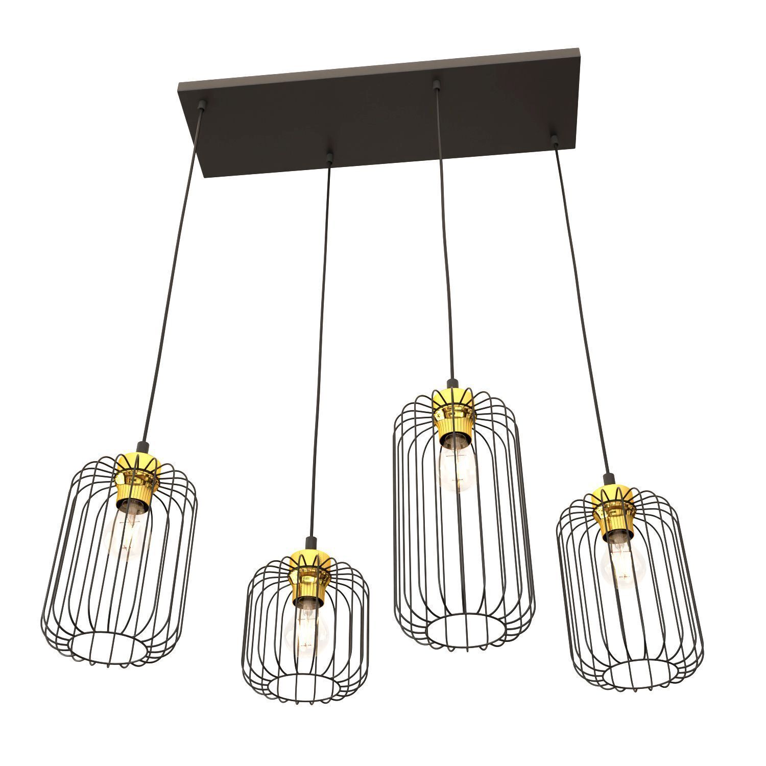 Hängeleuchte, Kugel-Lampe, Metallgitter, Hängelampe, Vierflammig