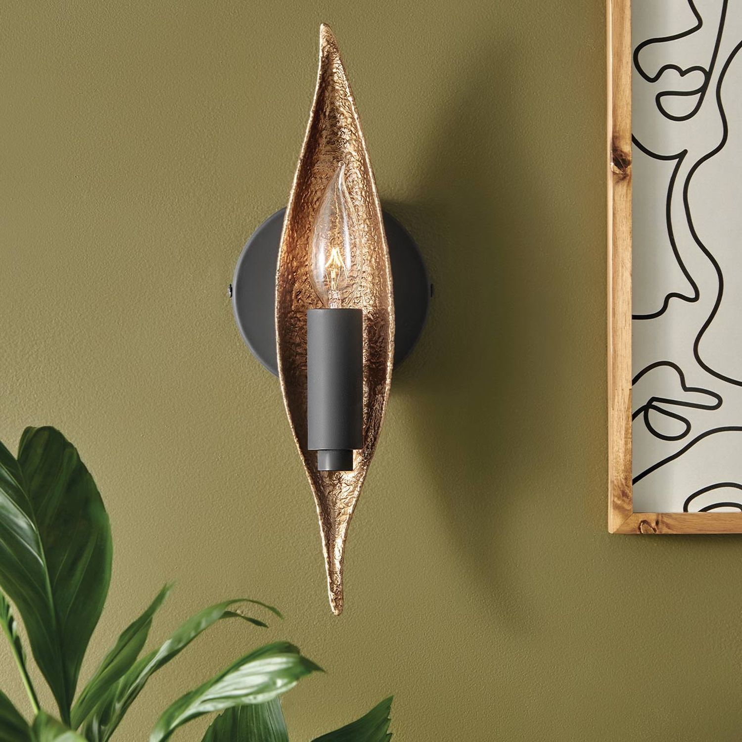 Wandleuchte Schwarz Gold 33 cm hoch für E14 IZORA Lampe