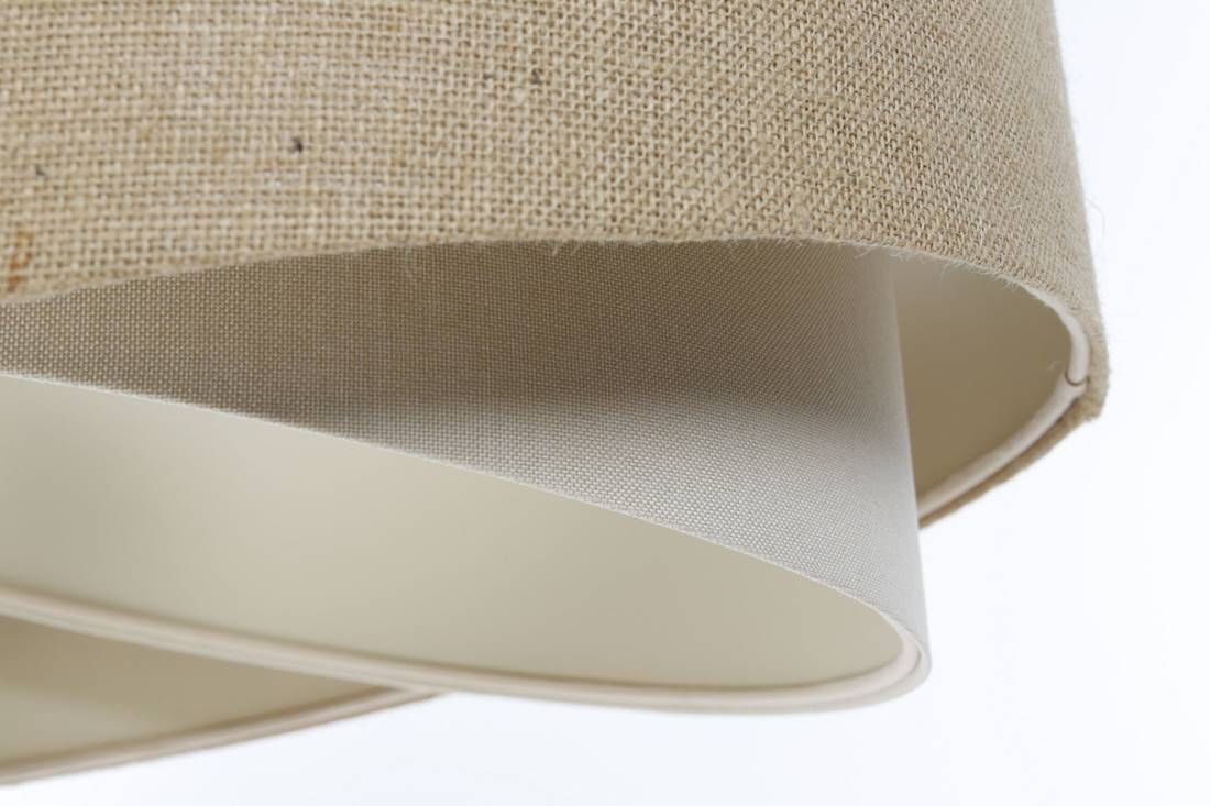 Hängeleuchte Stoff Natur Creme E27 rund D: 60 cm Boho Lampe, Lampenschirm