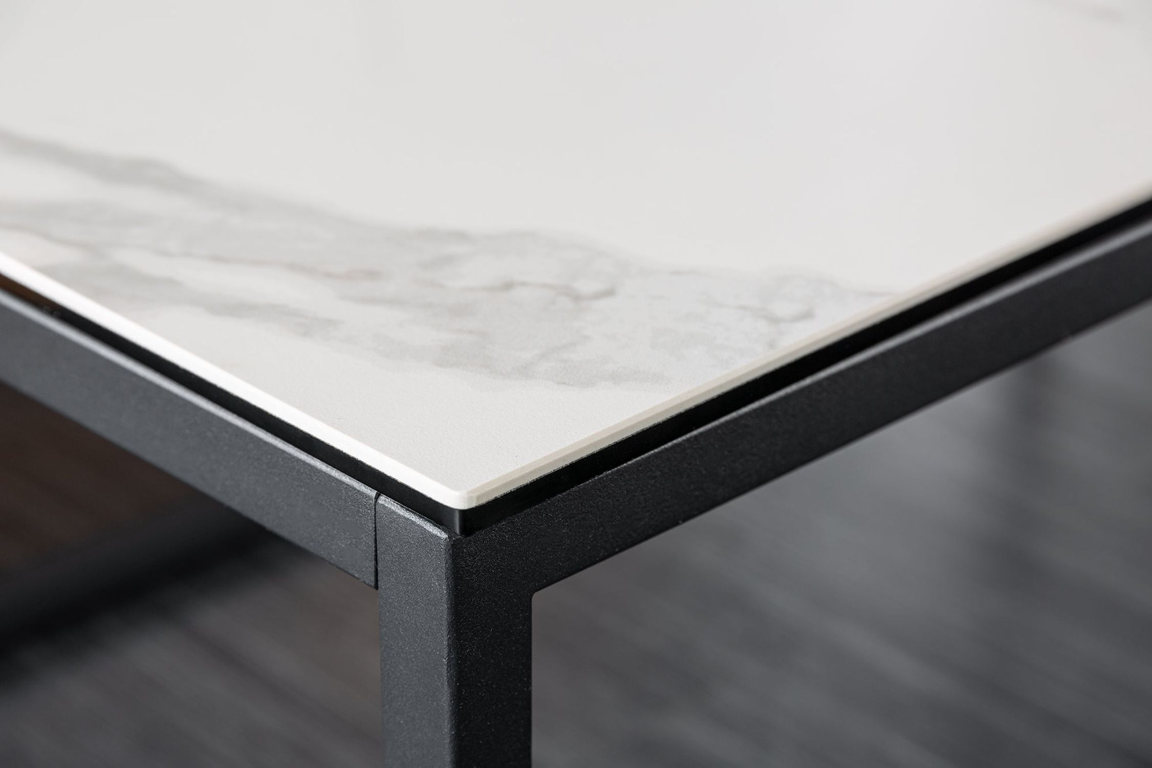 Couchtisch Keramik in Weiß Marmor Optik Schwarz 100x60 cm Kaffeetisch, Mobiliar, Tabelle, Tischplatte