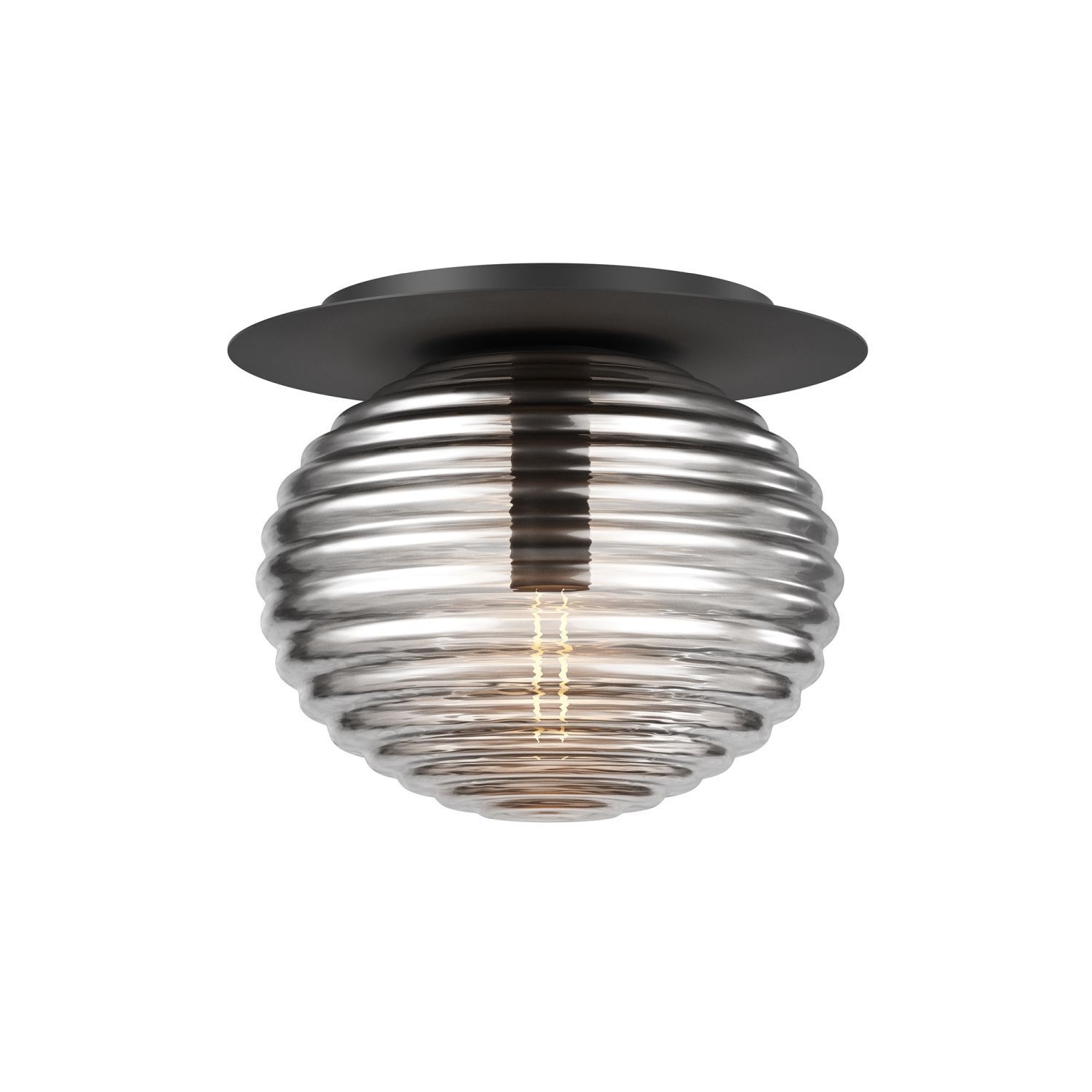 Deckenleuchte Metall Rauchglas Ø 35 cm rund E27 Modern