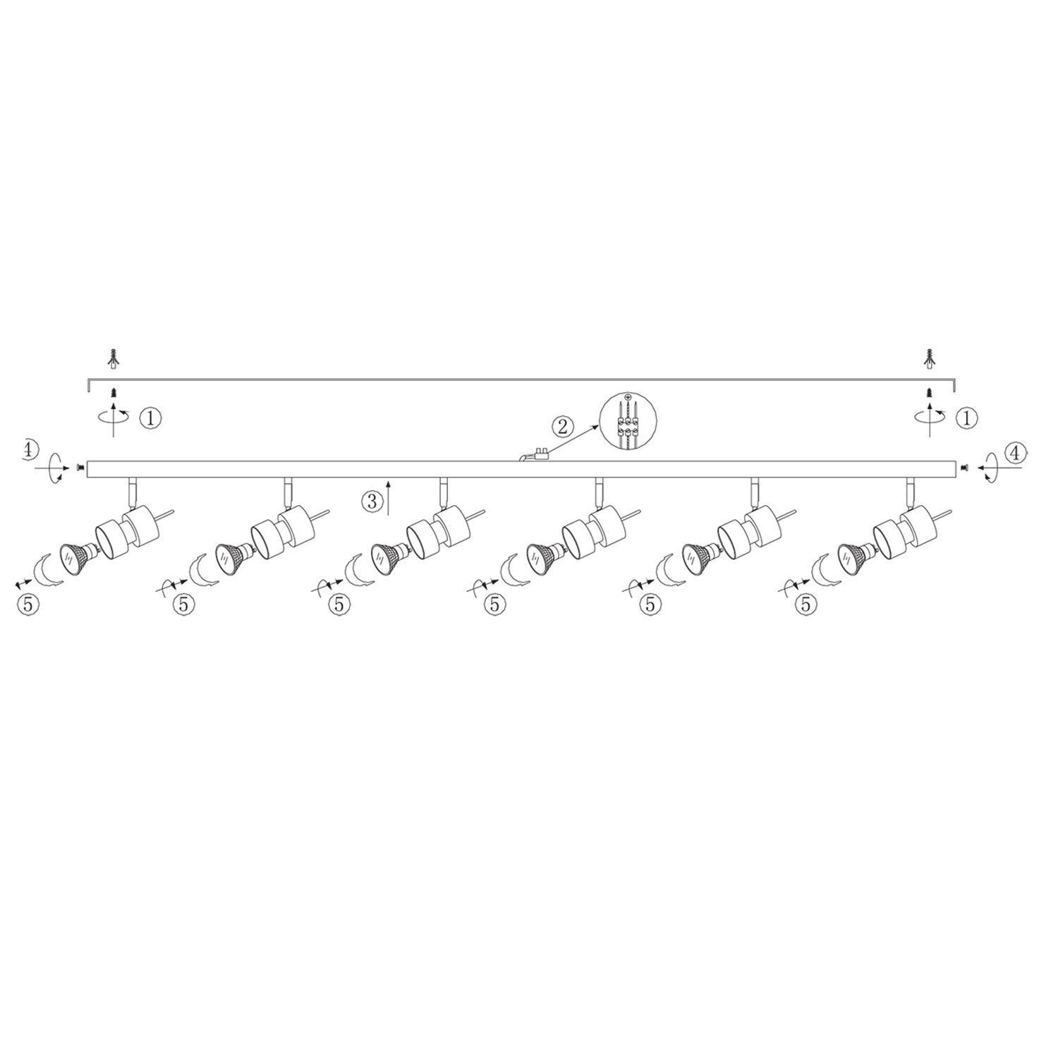 Deckenspot beweglich Metall 134 cm inkl. GU10 6-flmg