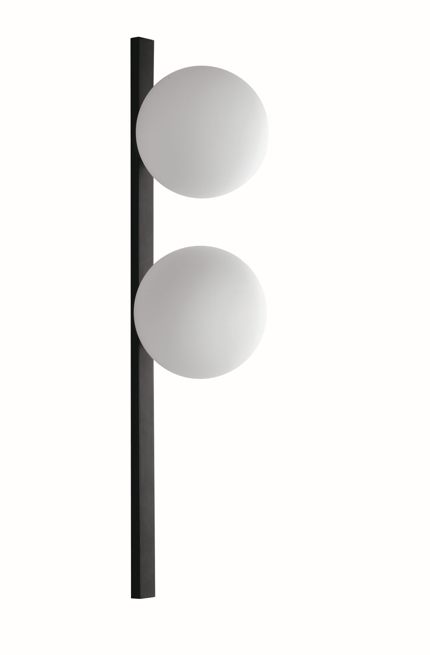 Wandlampe Schwarz Weiß Glaskugel E14 H:60 cm 2-flammig
