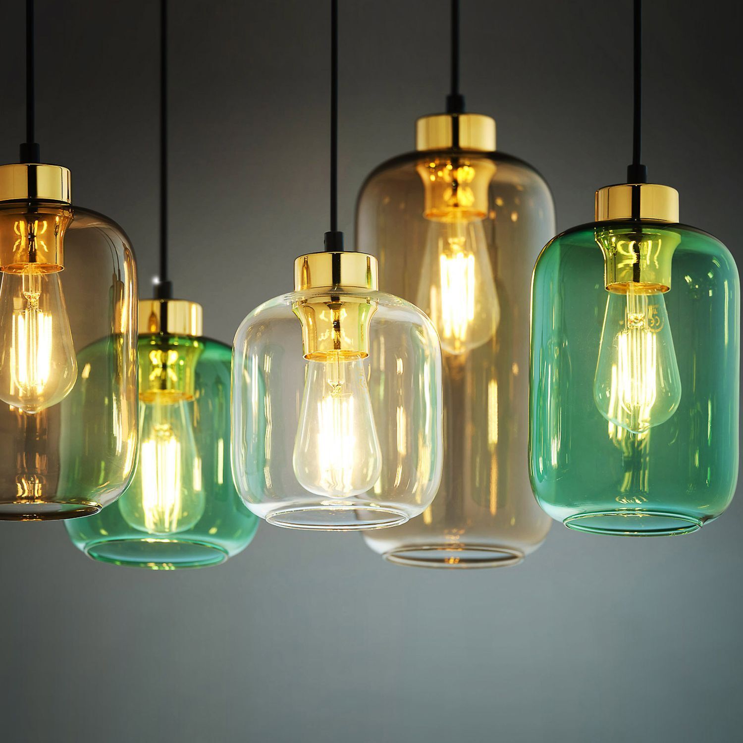 Hängelampe Glas Metall 6-flammig E27 Esszimmer