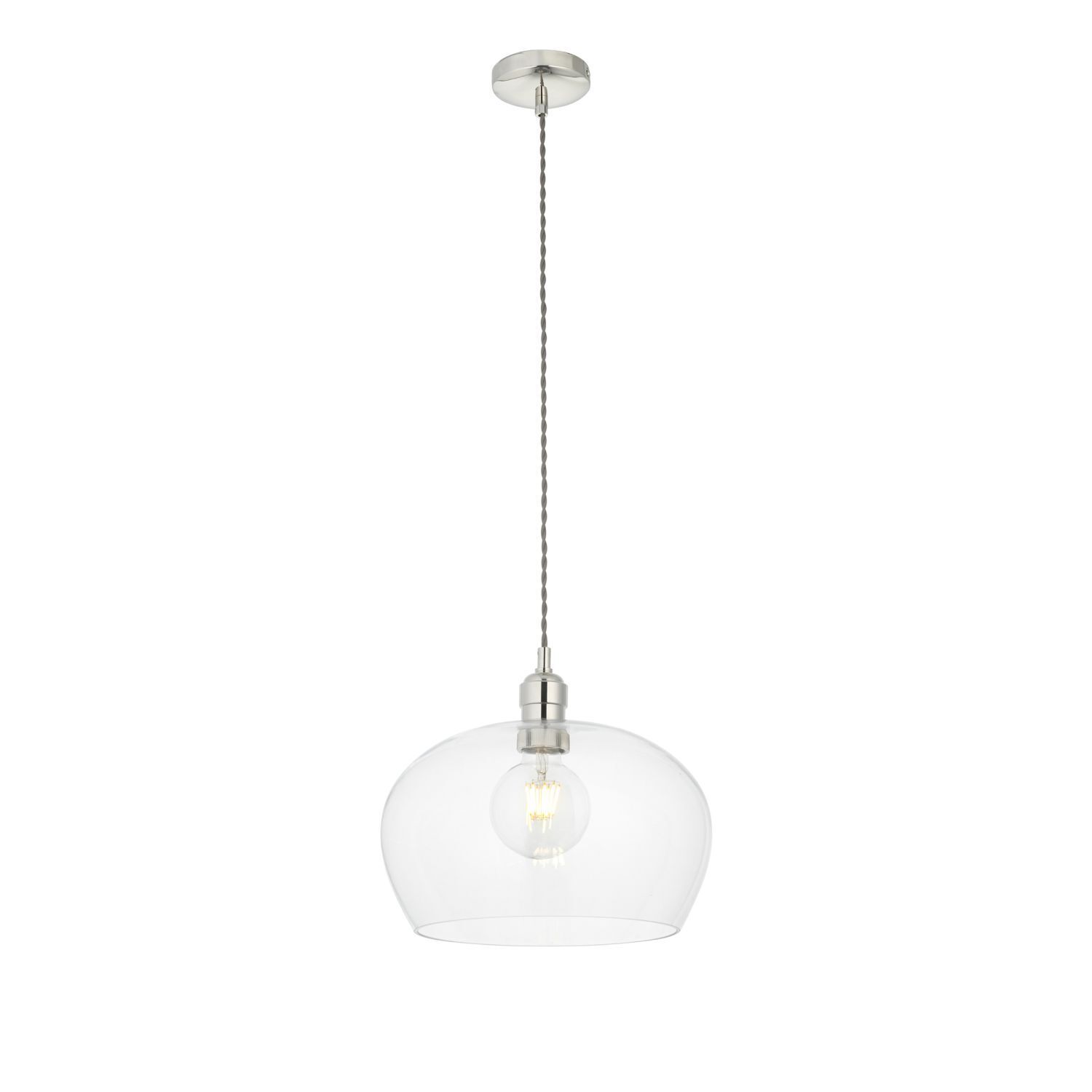 Hängelampe Glas Metall rund Ø 31 cm in Nickel glänzend E27