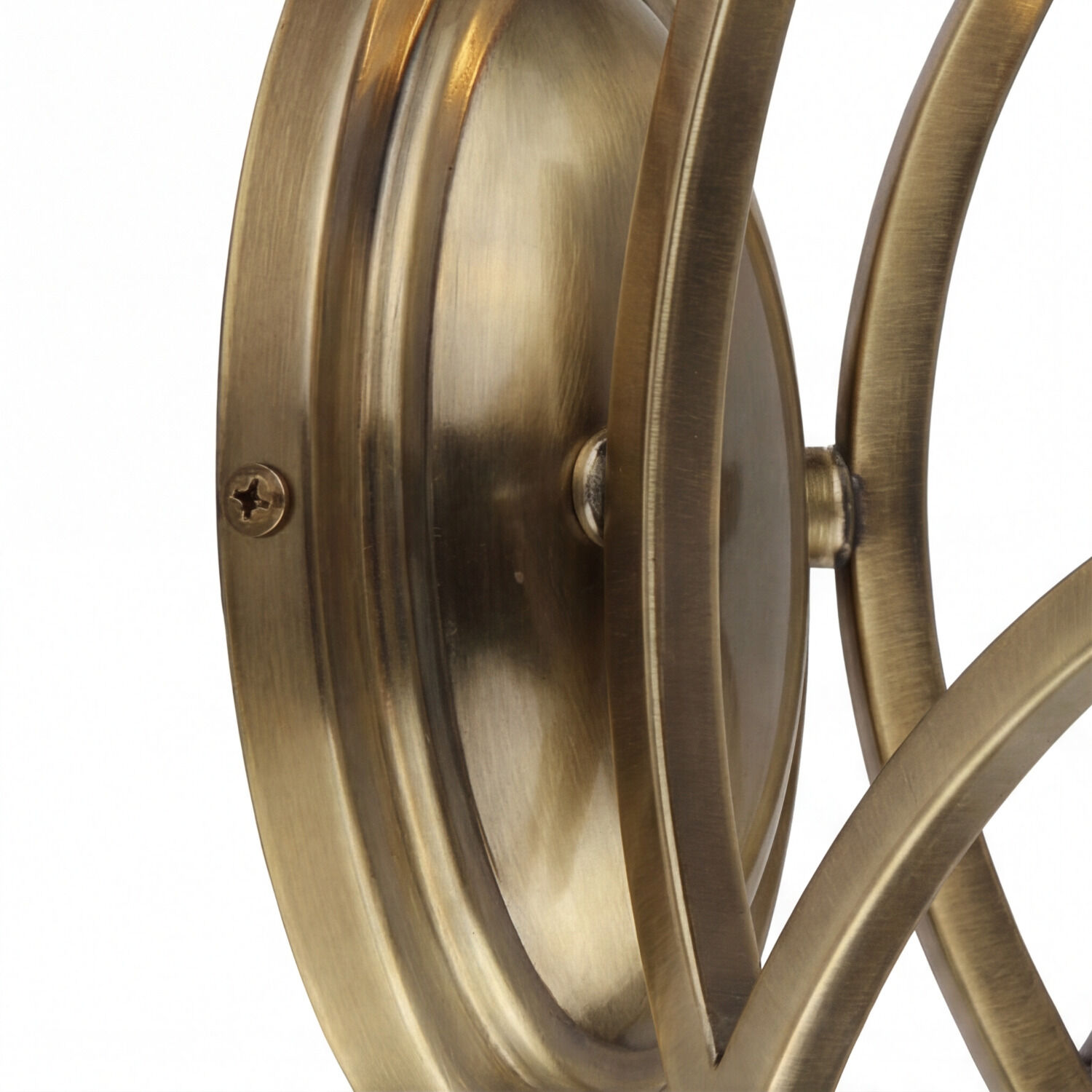 Wandlampe mit Schalter E14 in Messing Antik 2-flammig Bronze finish, Metall-Wandkunst, Messing-Skulptur, Decoratives Kreisrahmen, Industrieller Dekor