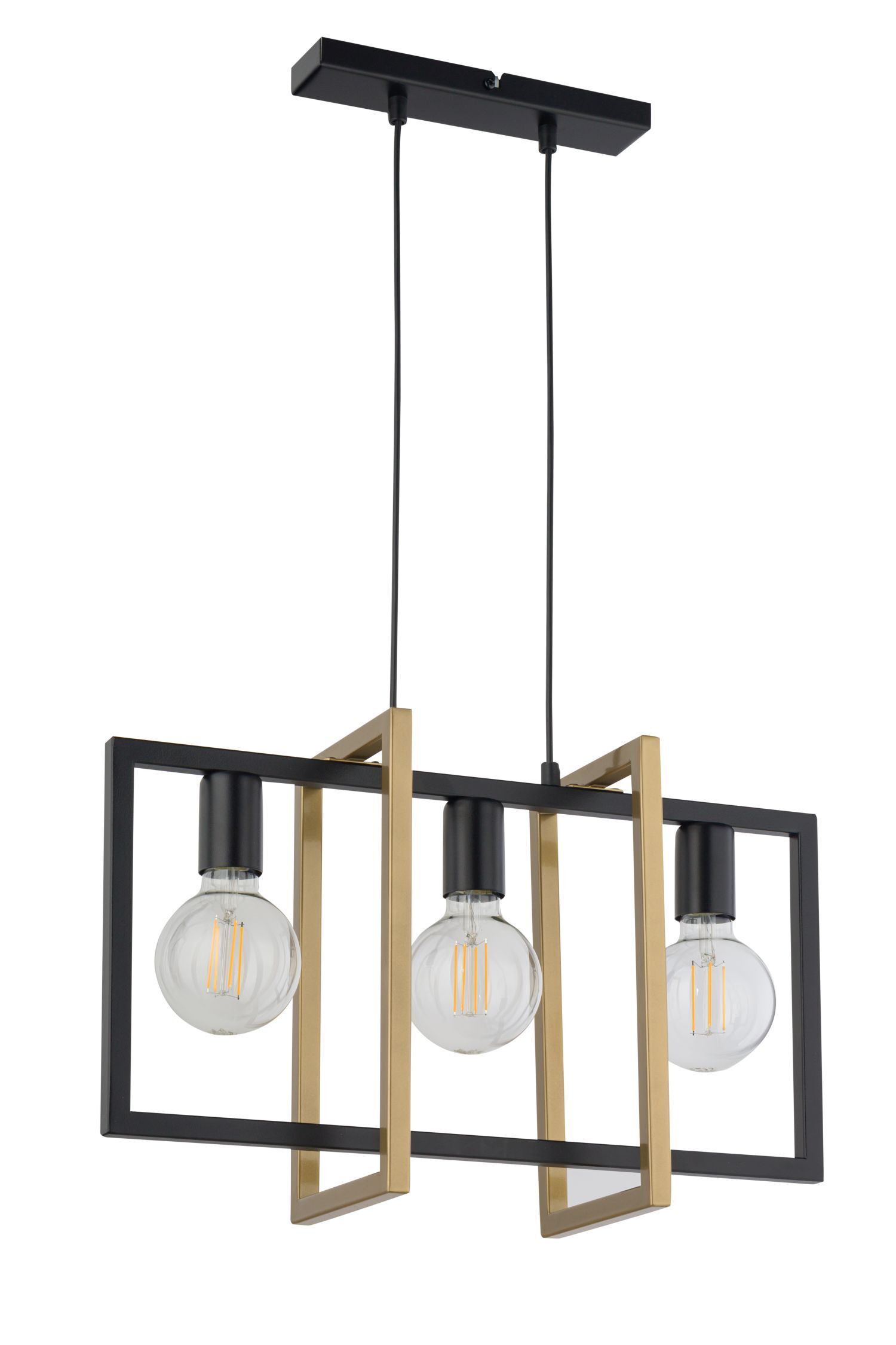 Große Hängeleuchte Schwarz Gold 3-flammig 50 cm elegant