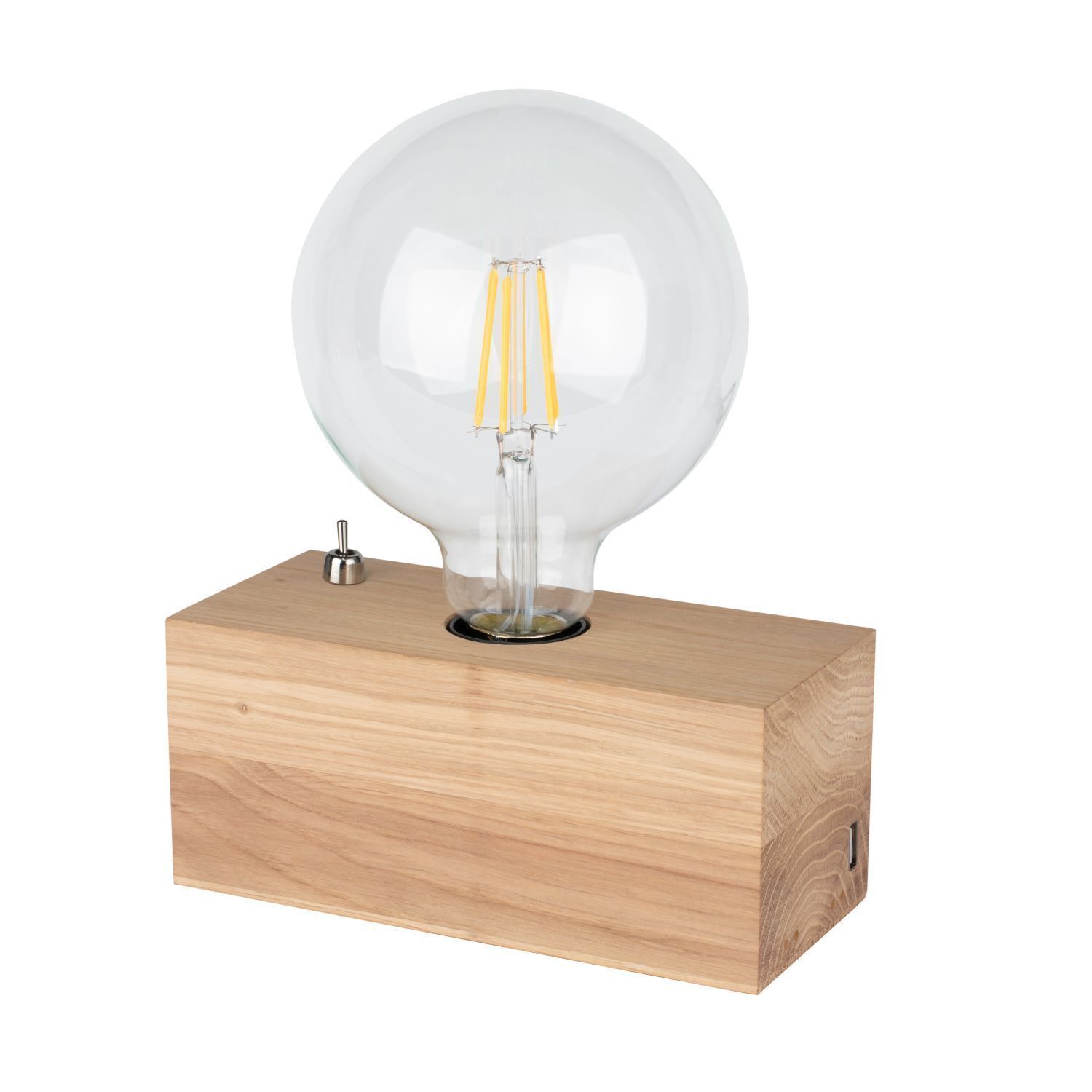 Retro Tischlampe Holz USB Ladefunktion 8cm klein Licht, Lampe, Tischlampe