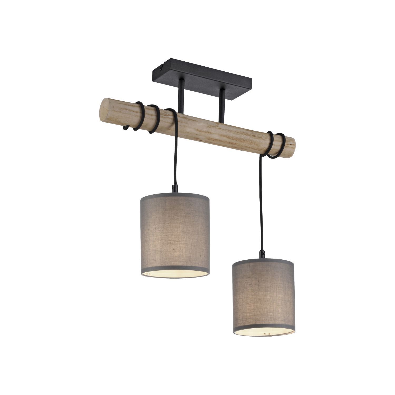 Blendarme Deckenleuchte Holzbalken Stoff 47,5 cm lang