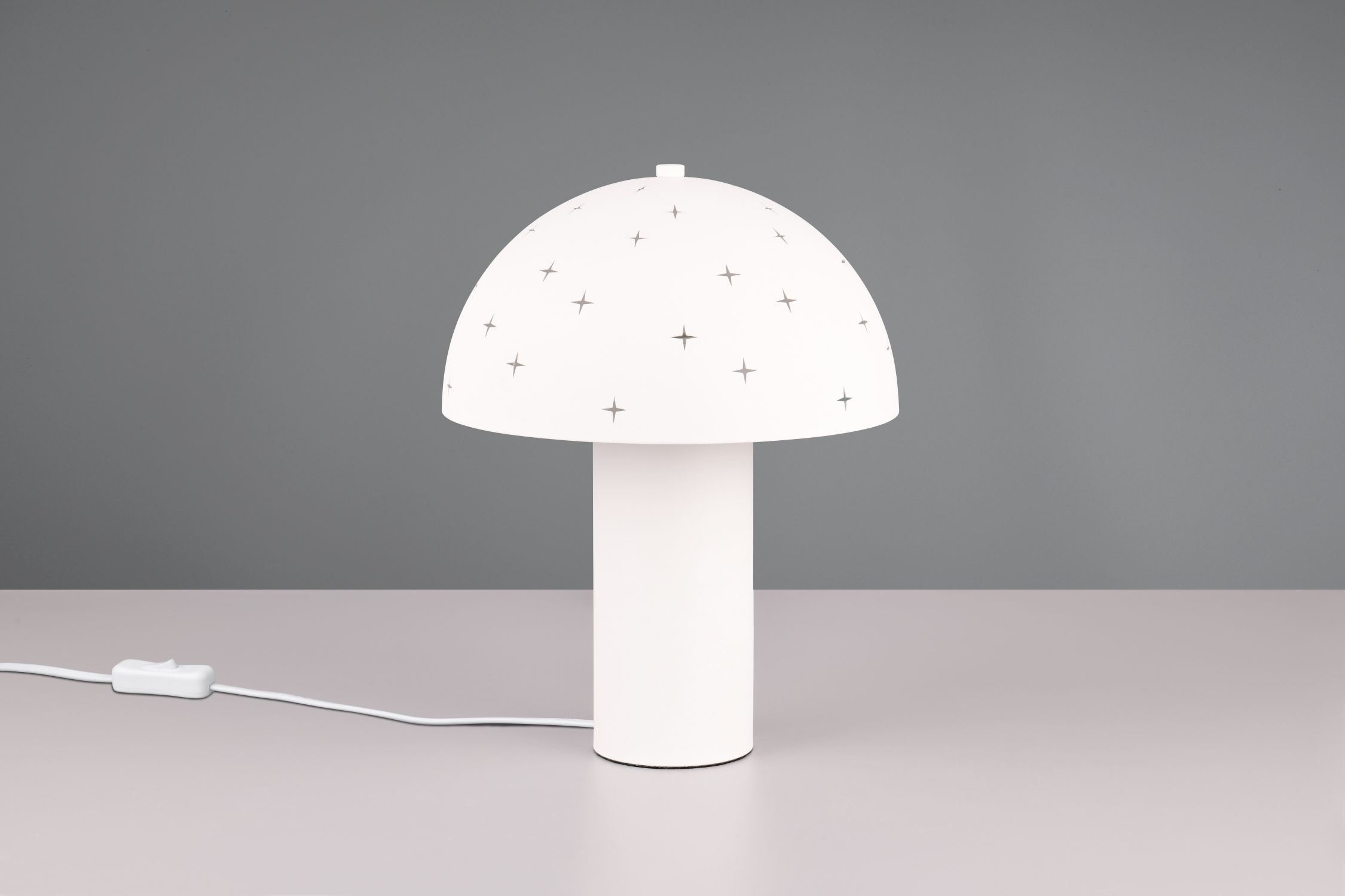 Stylische Tischleuchte Weiß Metall E14 32,5 cm Sterne Lampe, Tischlampe