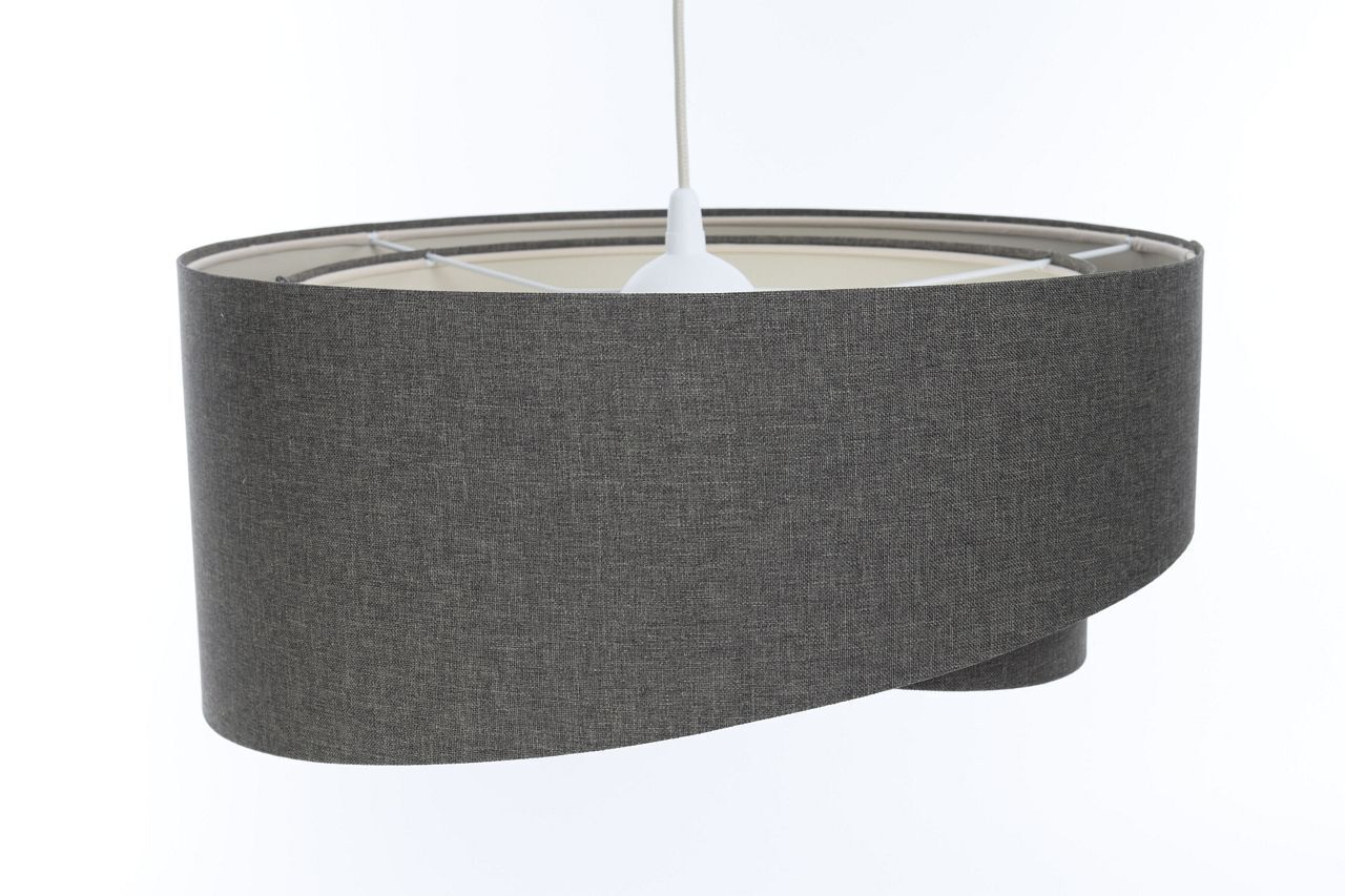 Pendelleuchte Stoff E27 Ø 45 cm rund Grau Modern INGRAM Lampe, Mobiliar, Tabelle