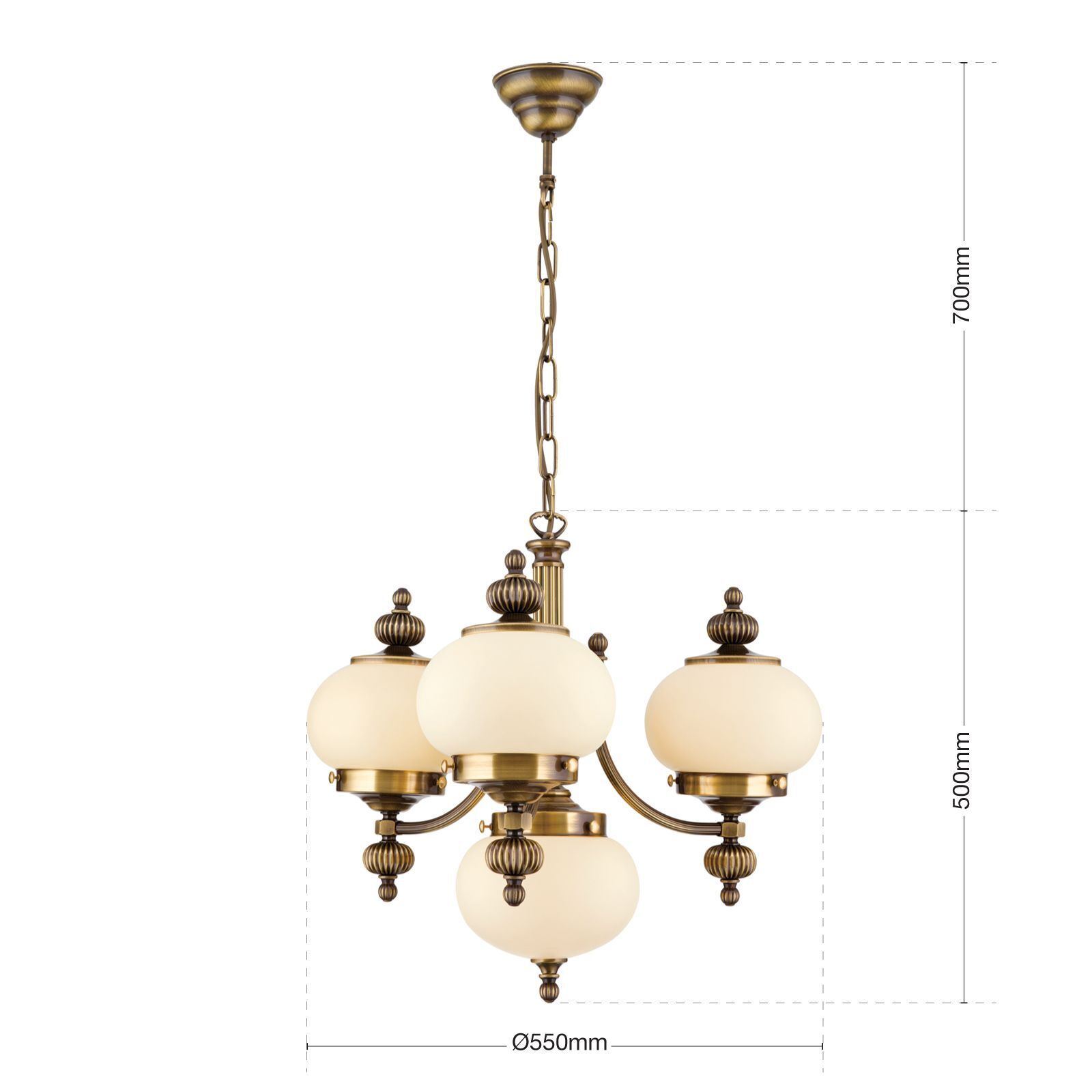 Chandelier, Hänge-Lampe, Messing, Gläser, Vintage-Stil