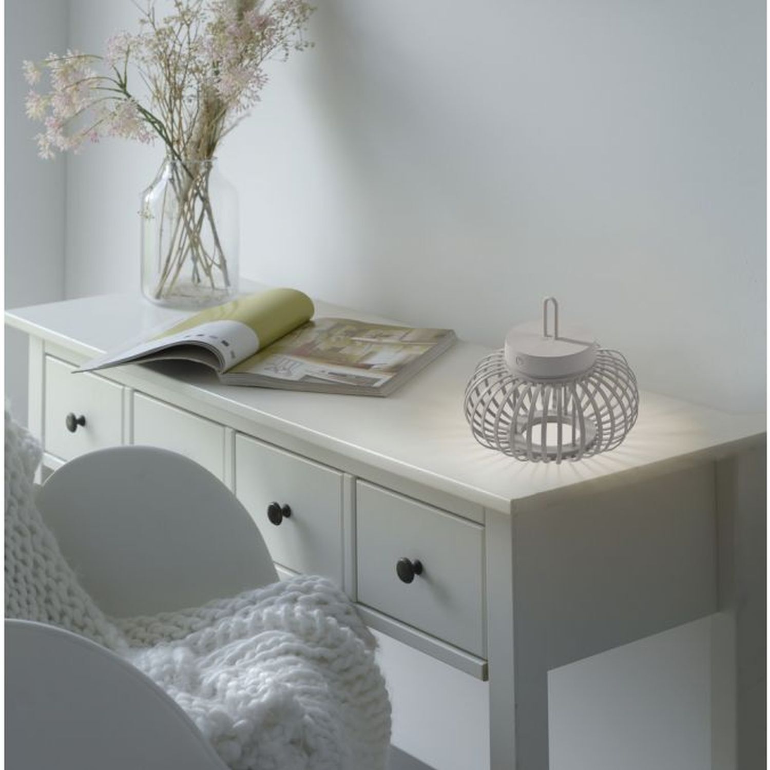 LED Akku Tischlampe Dimmer Touch 22 cm IP44 2 W Greige Moebel, Tabelle, Anrichte