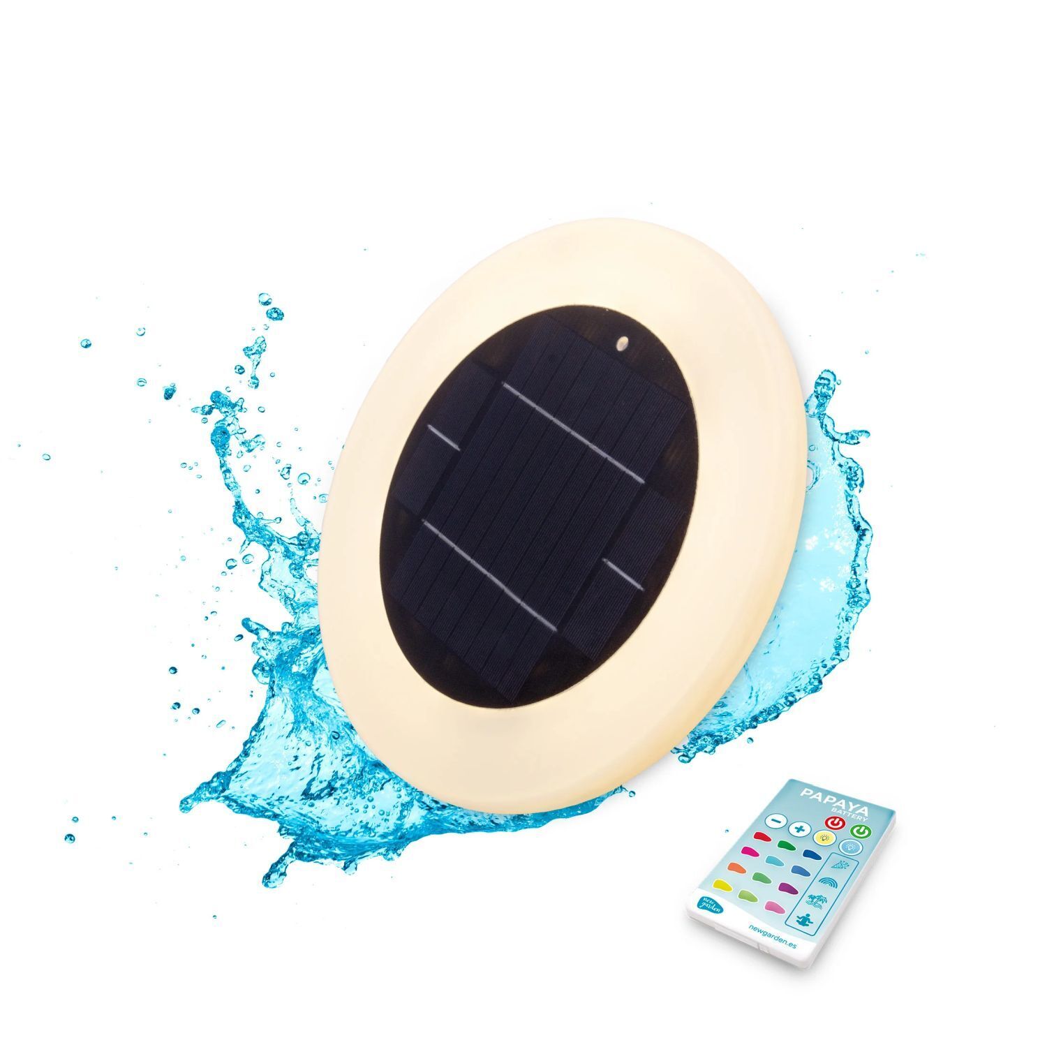 Solar Poolleuchte LED Farbwechsel Dimmer IP68 Ø 29 cm kabellos
