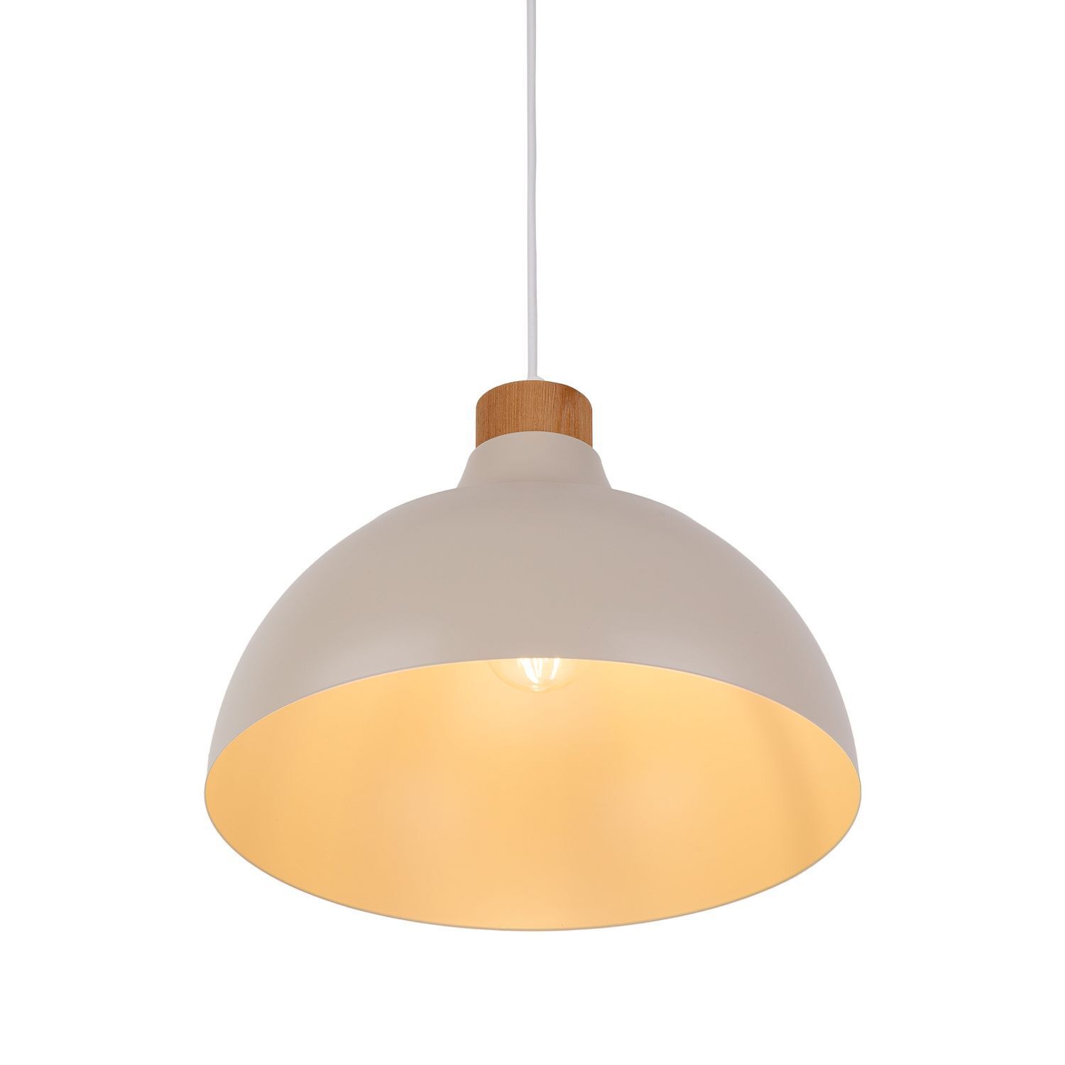 Hängelampe Metall Holz Ø 34 cm Retro Beige E27