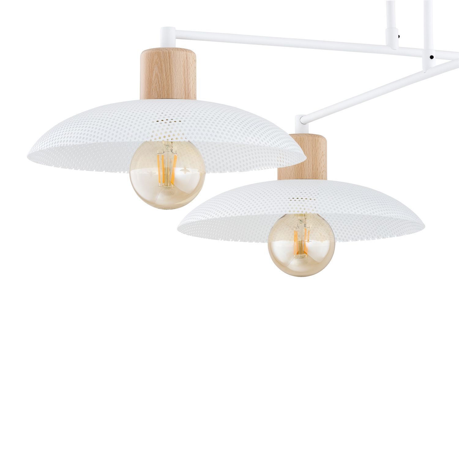 Deckenleuchte Weiß Holzoptik 100 cm groß Metall E27 4-flammig