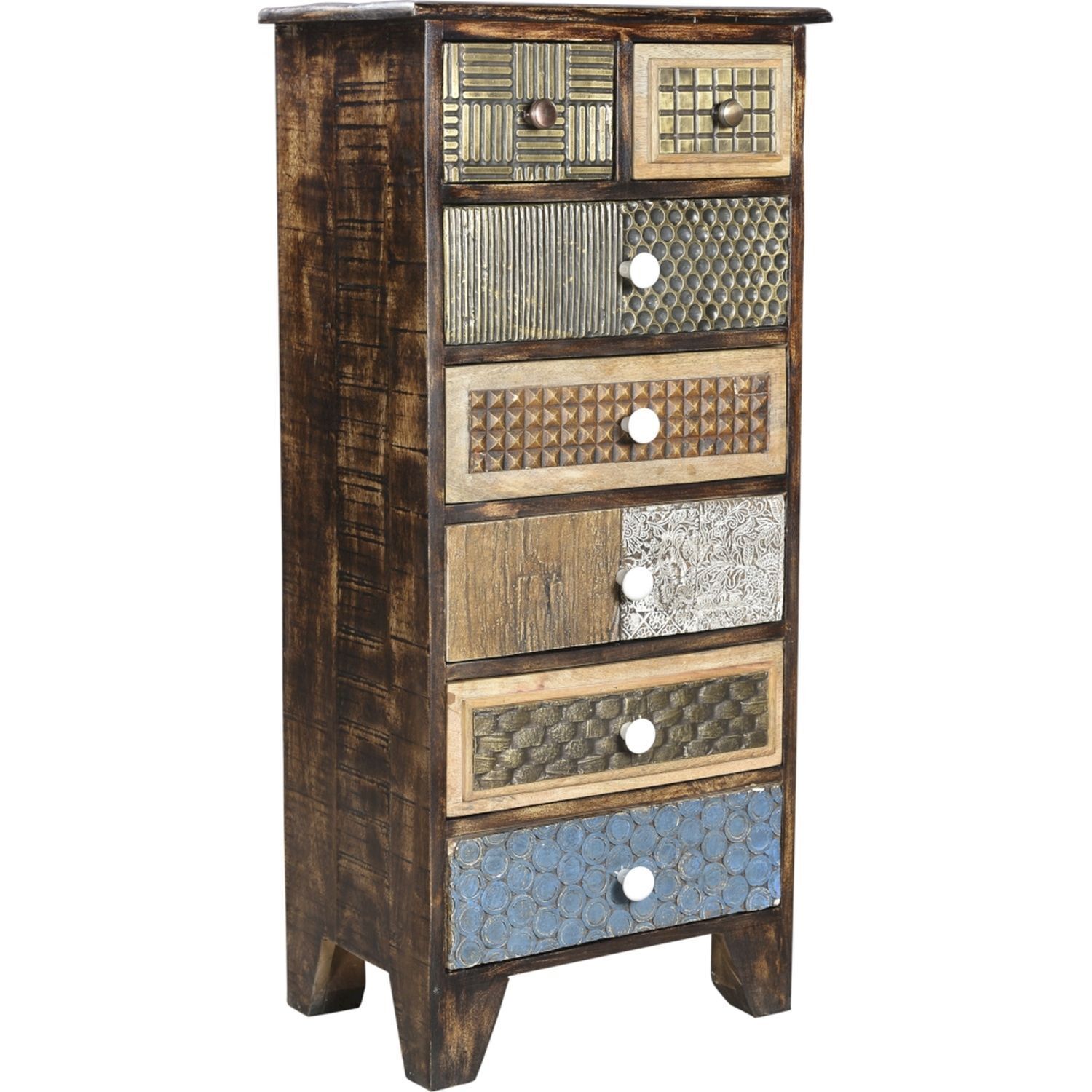 Kommode hoch 110 cm B: 50 cm Bunt Holz MDF dekorativ Kommode hoch 110 cm B: 50 cm Bunt Holz MDF dekorativ