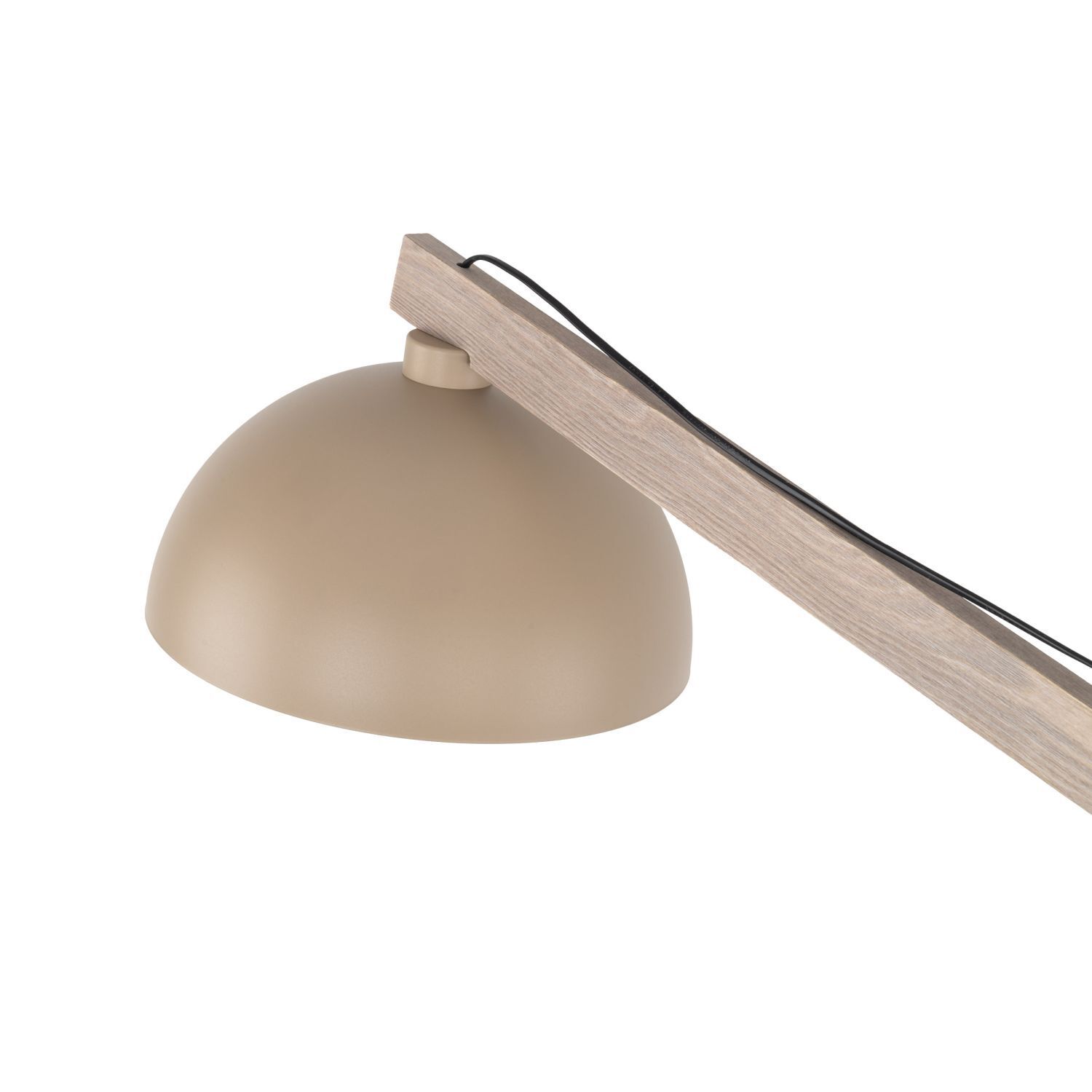 Wandleuchte, Lampenschirm, Beige, Holzarm, Kabelführung