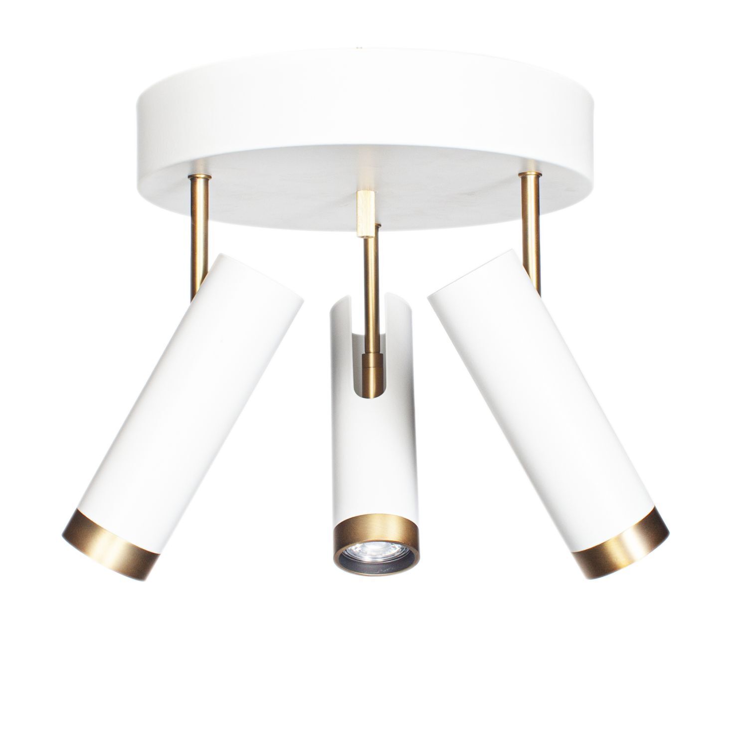 Deckenstrahler Weiß Gold B: 30 cm klein 3-flammig GU10