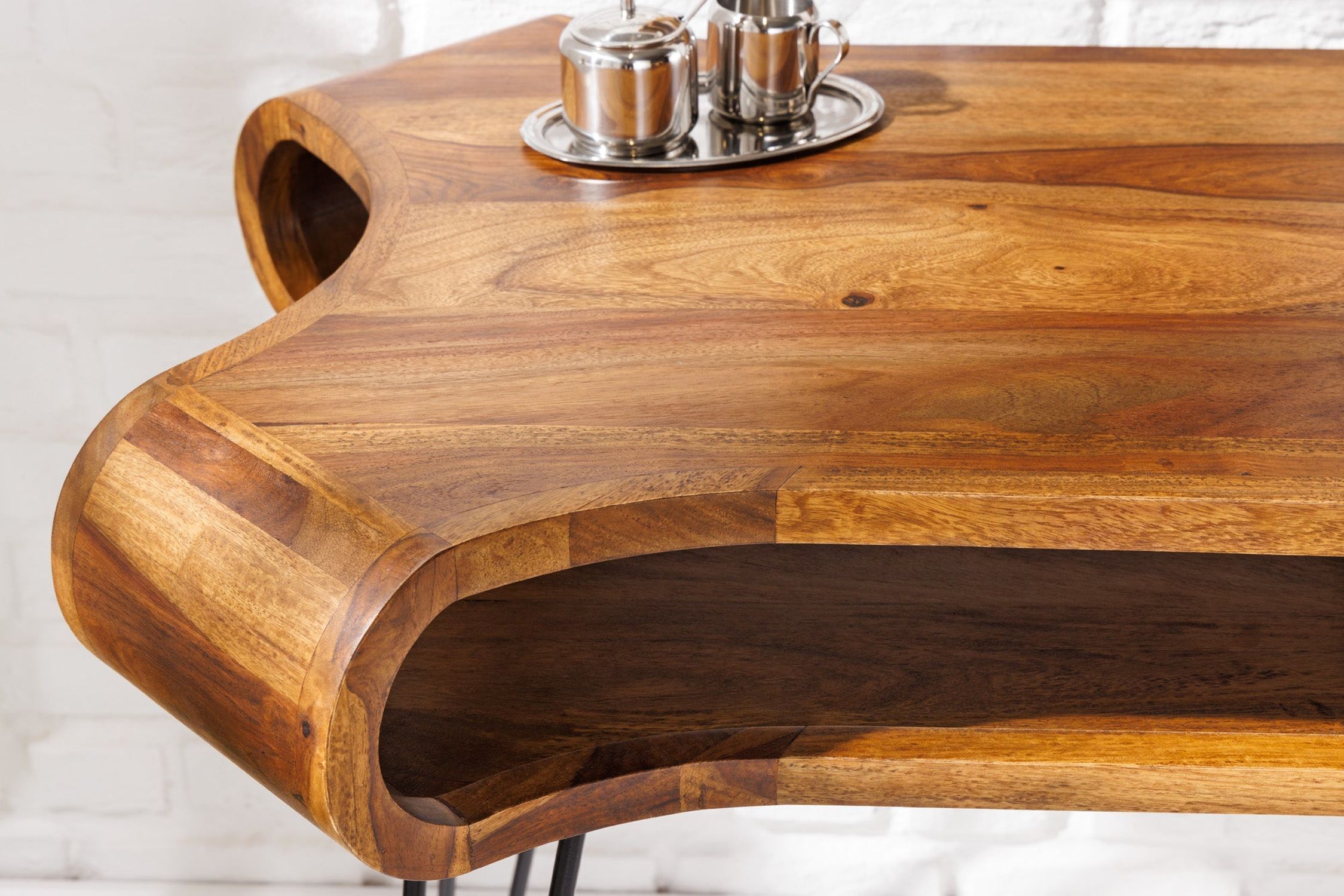 Schreibtisch Sheesham Holz Metall 120 x 78 cm Tabelle, Hartholz, Holz, Gebeiztes Holz, Tischplatte