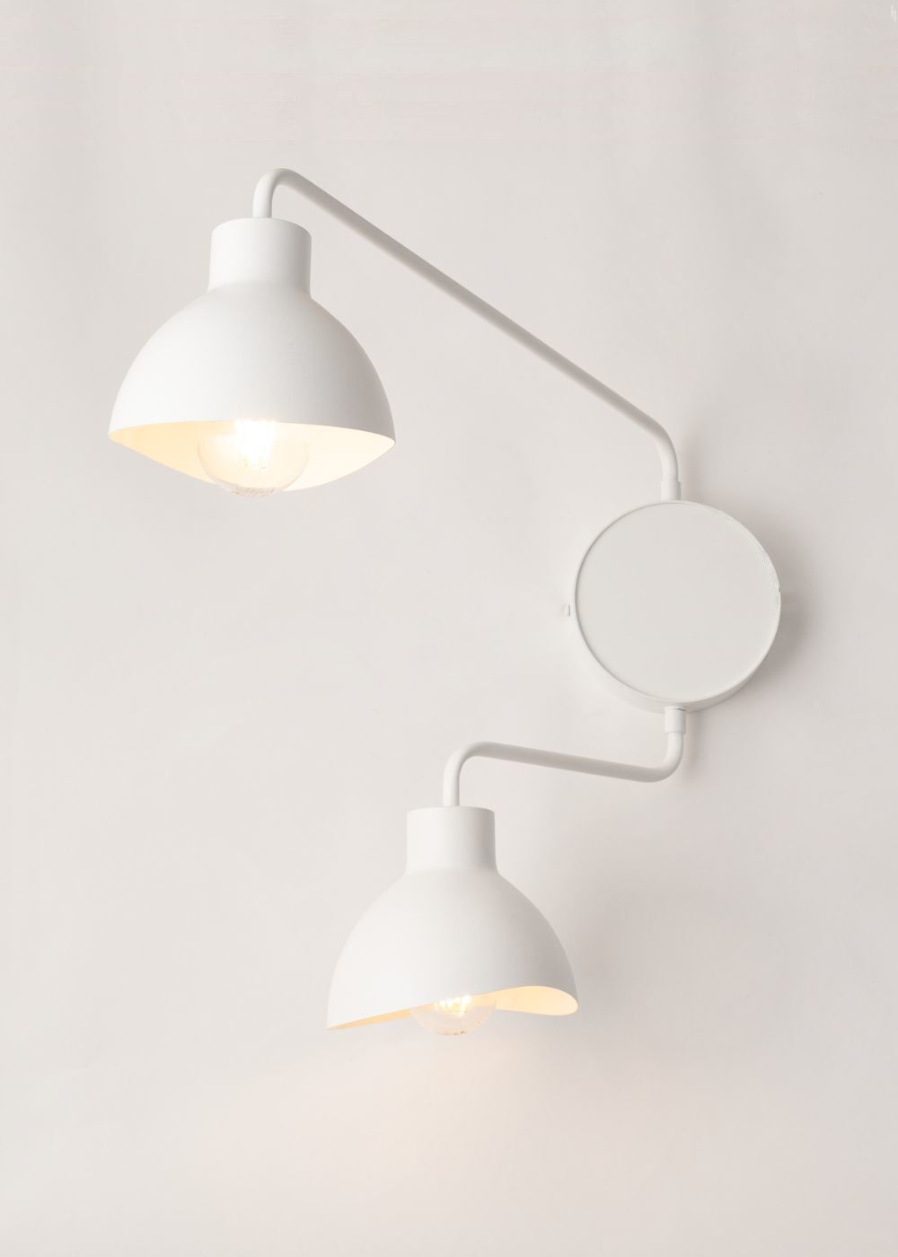 Weiße Wandlampe Metall Lesen E27 H:44 cm stylisch