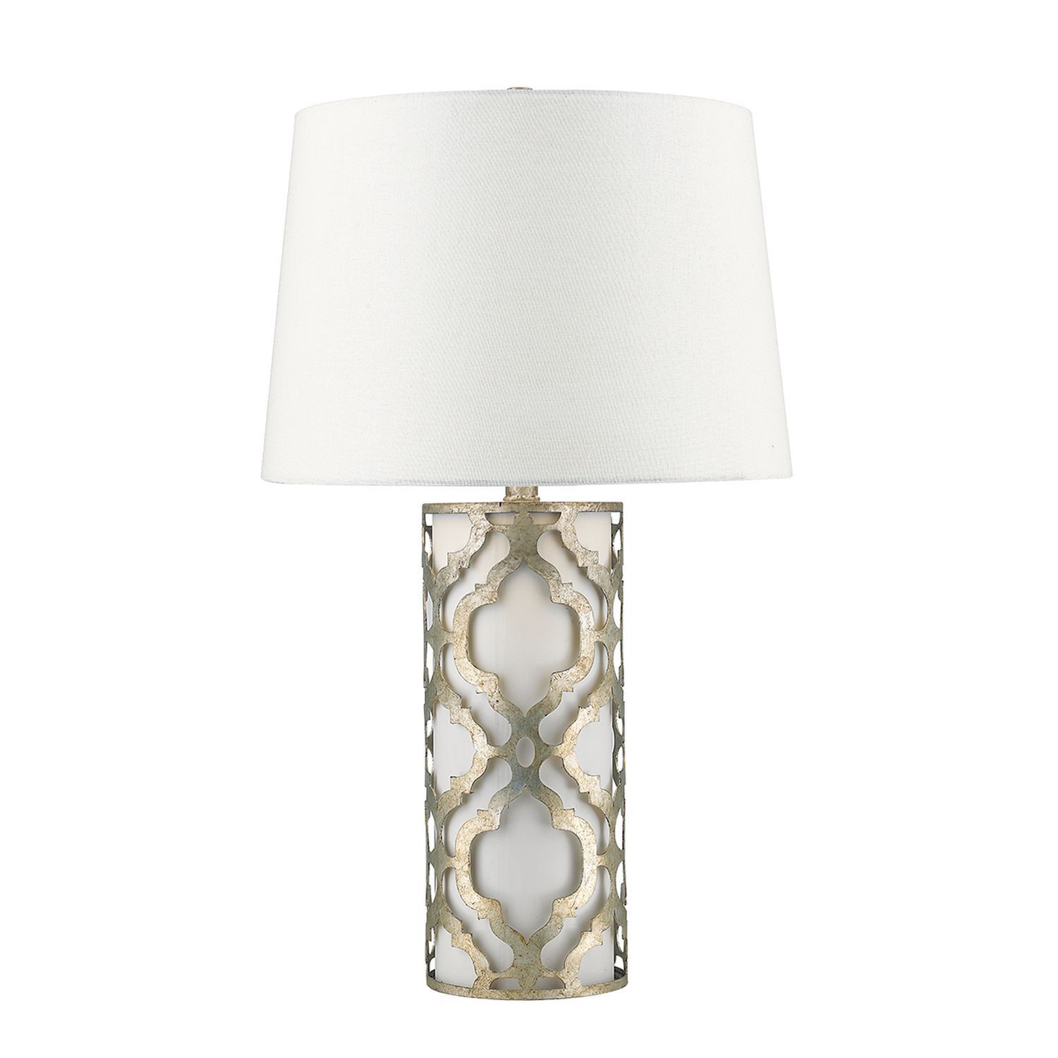 Tischleuchte Hoch 69cm Antik arabesque Blattsilber Stoff