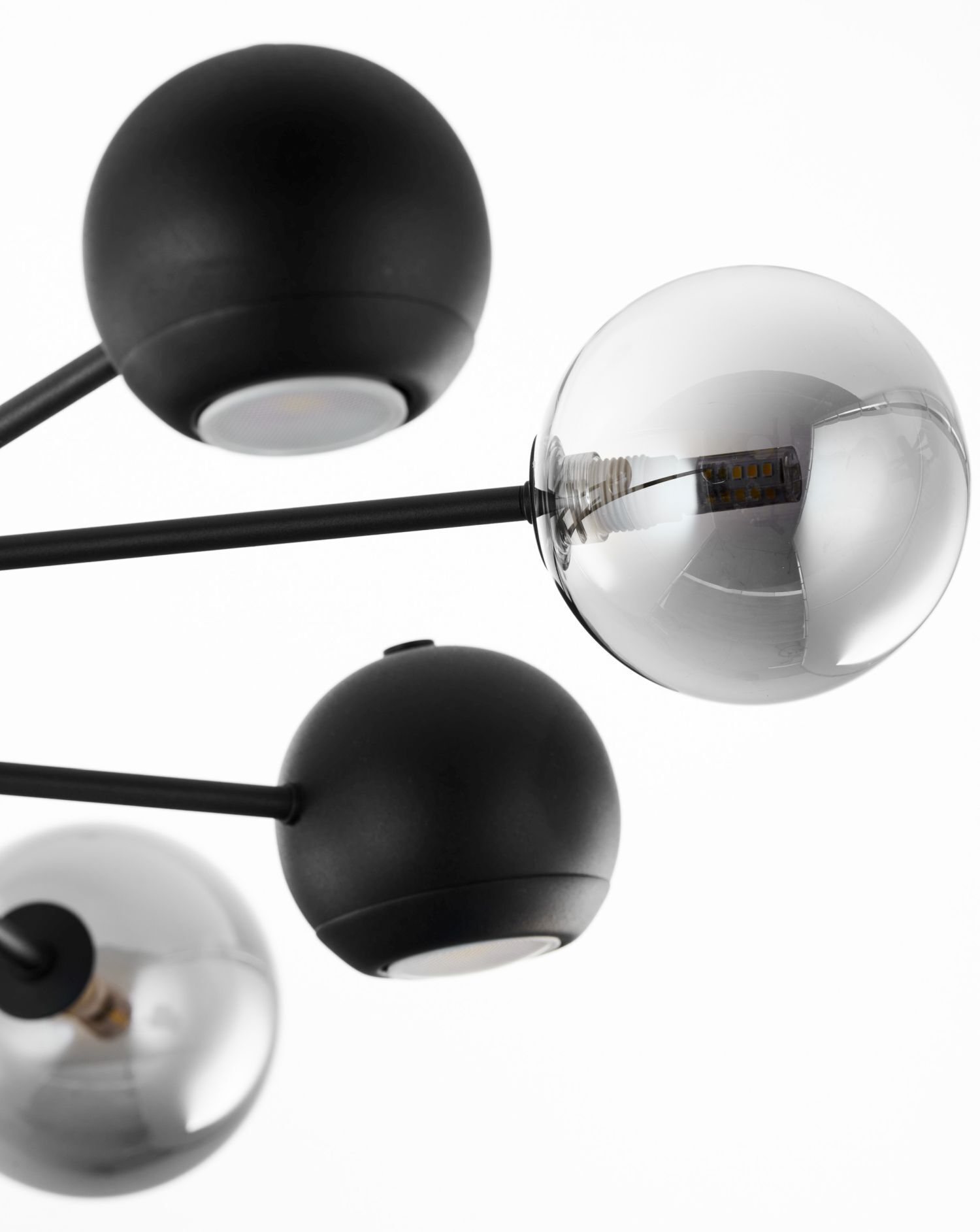 Deckenlampe Metall Glas 100 cm Schwarz Chrom 8-flammig