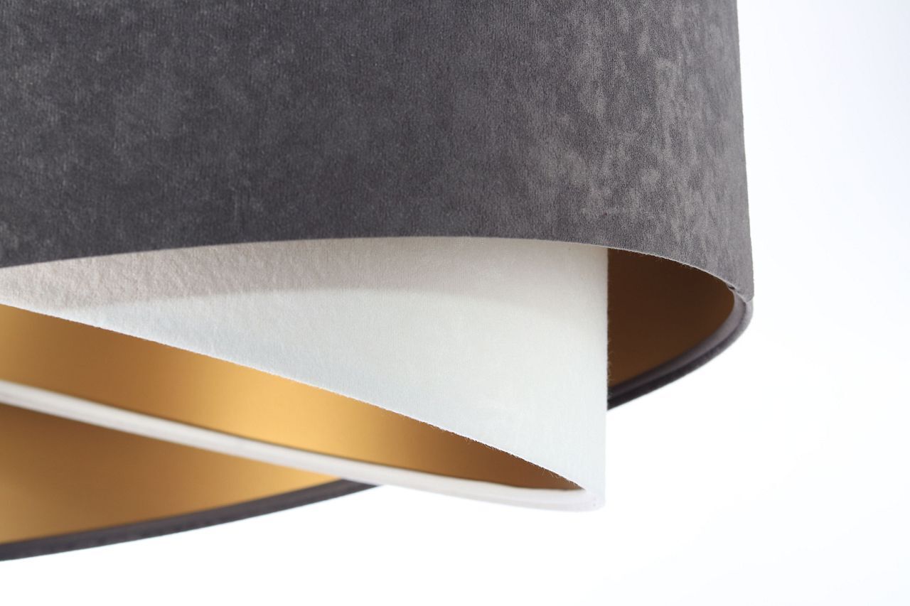 Pendelleuchte Stoff Dunkelgrau Gold E27 rund Ø 50 cm