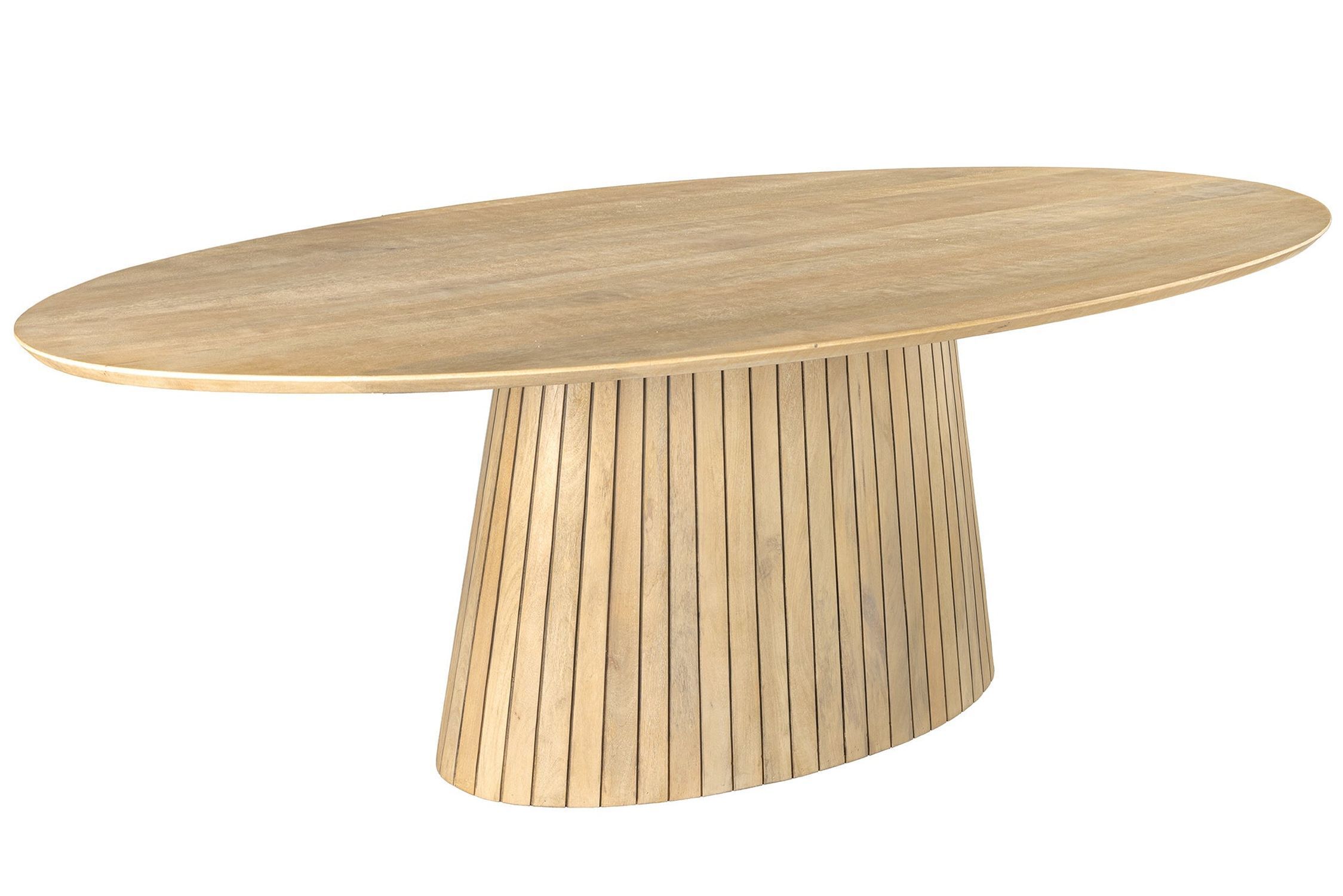 Esstisch oval Holz 220 cm lang Japandi Säulenfuß