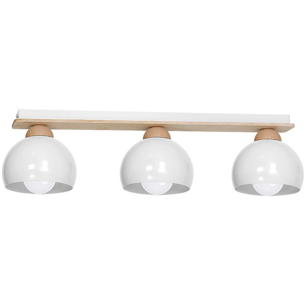 Deckenleuchte Grau Holz Metall Retro INA 3-flmg L:64cm
