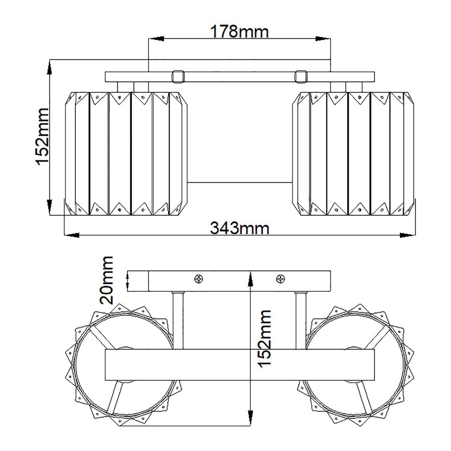 Badezimmerleuchte Kristall 34,3 cm breit IP44 mit 2x LED G9