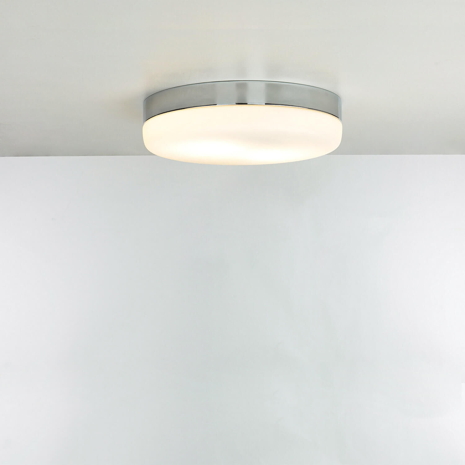 Badezimmerleuchte rund D: 29 cm Glas Chrom Weiß deckenleuchte, flush mount, metallschmuck, weiße schirm, moderne beleuchtung