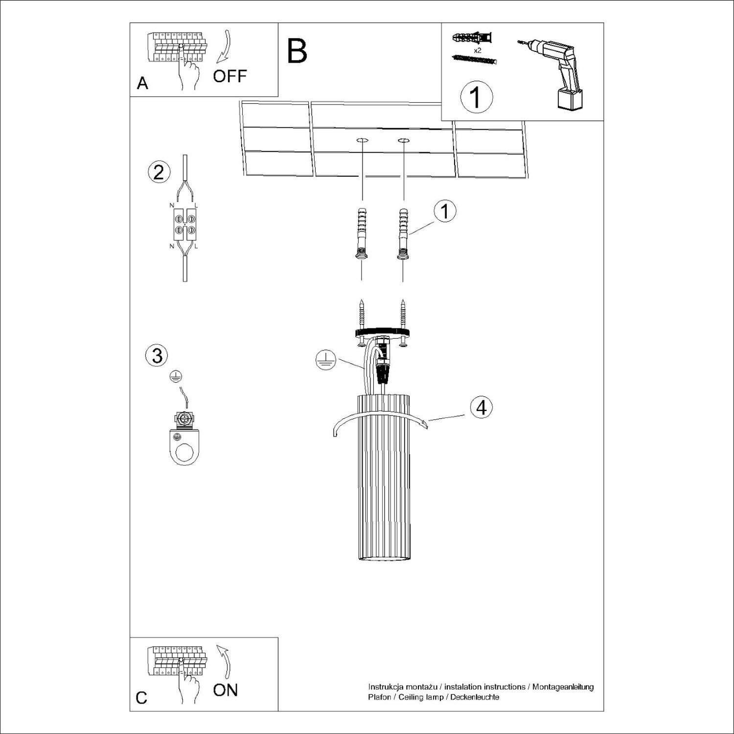 Deckenlampe Aufputz Ø 6,5 cm H: 20 cm Schwarz GU10 Aluminium