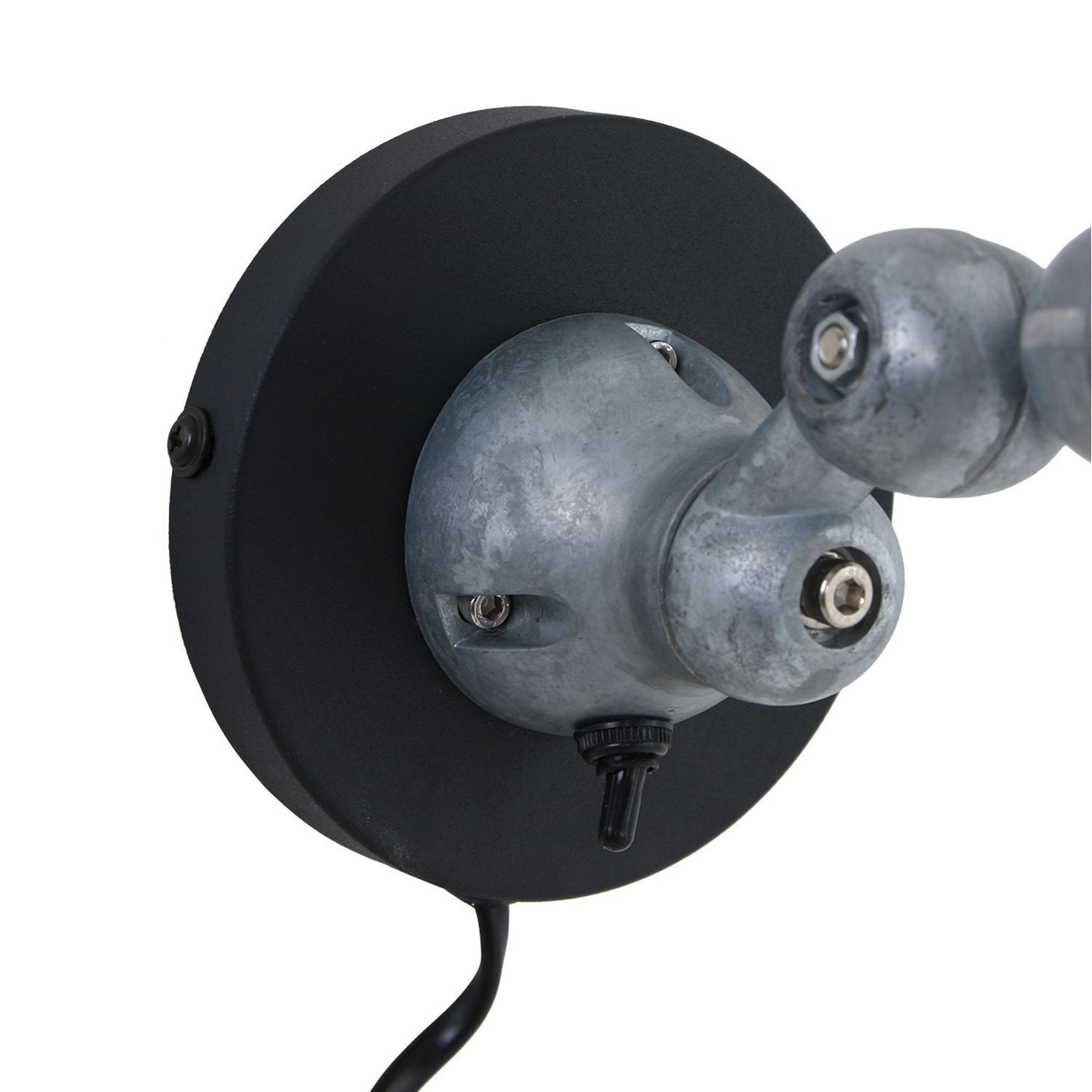 Wandspot mit Stecker in Schwarz Silber T:29 cm flexibel