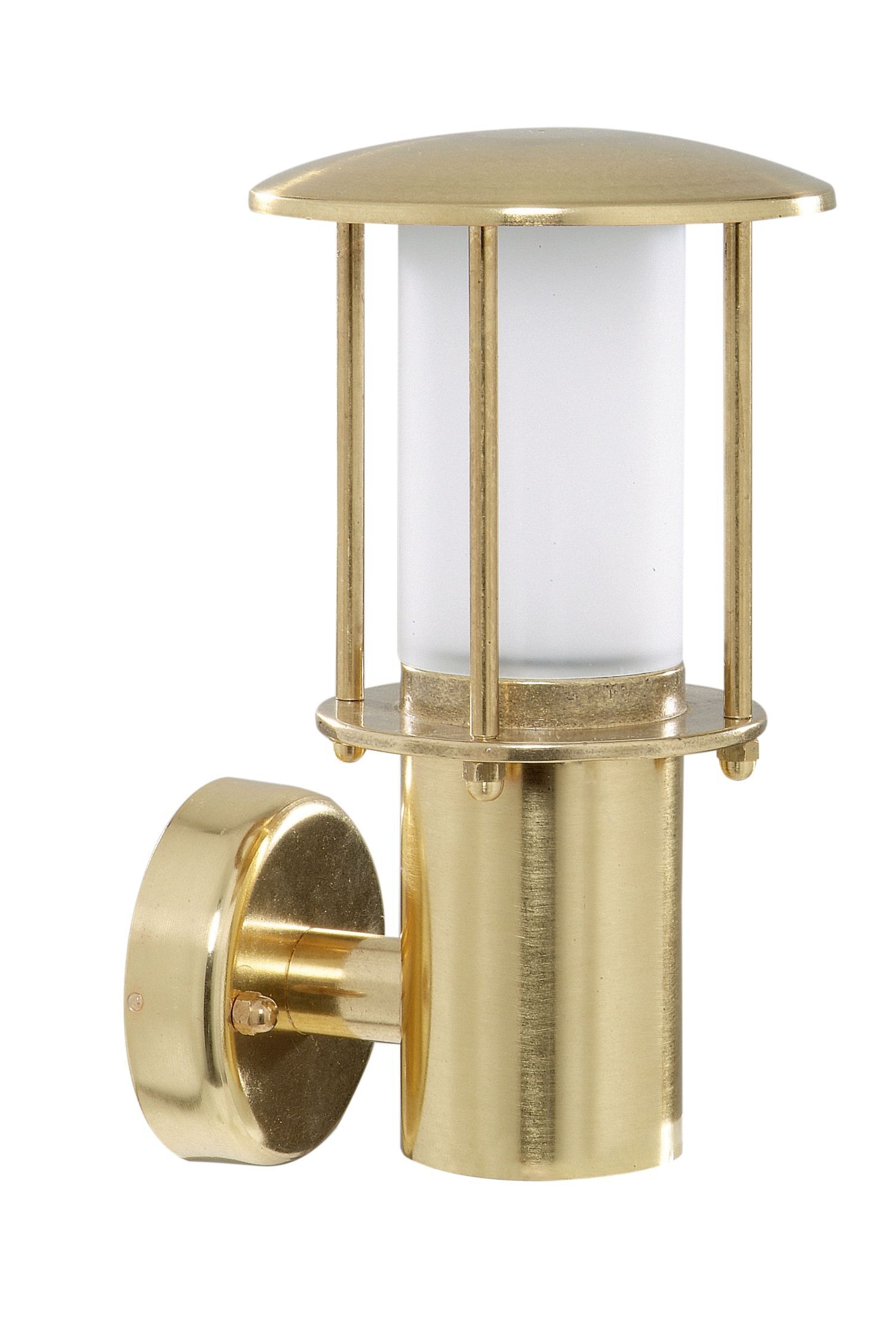 Außenwandlampe Glas Echt-Messing E14 IP53 22 cm hoch Außenleuchte, Wandleuchte, Messing, Goldton, Laterne