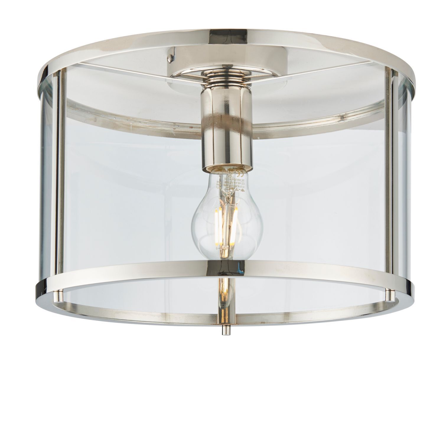 Deckenlampe Glas Metall rund Ø 31 cm Nickel Vintage Design