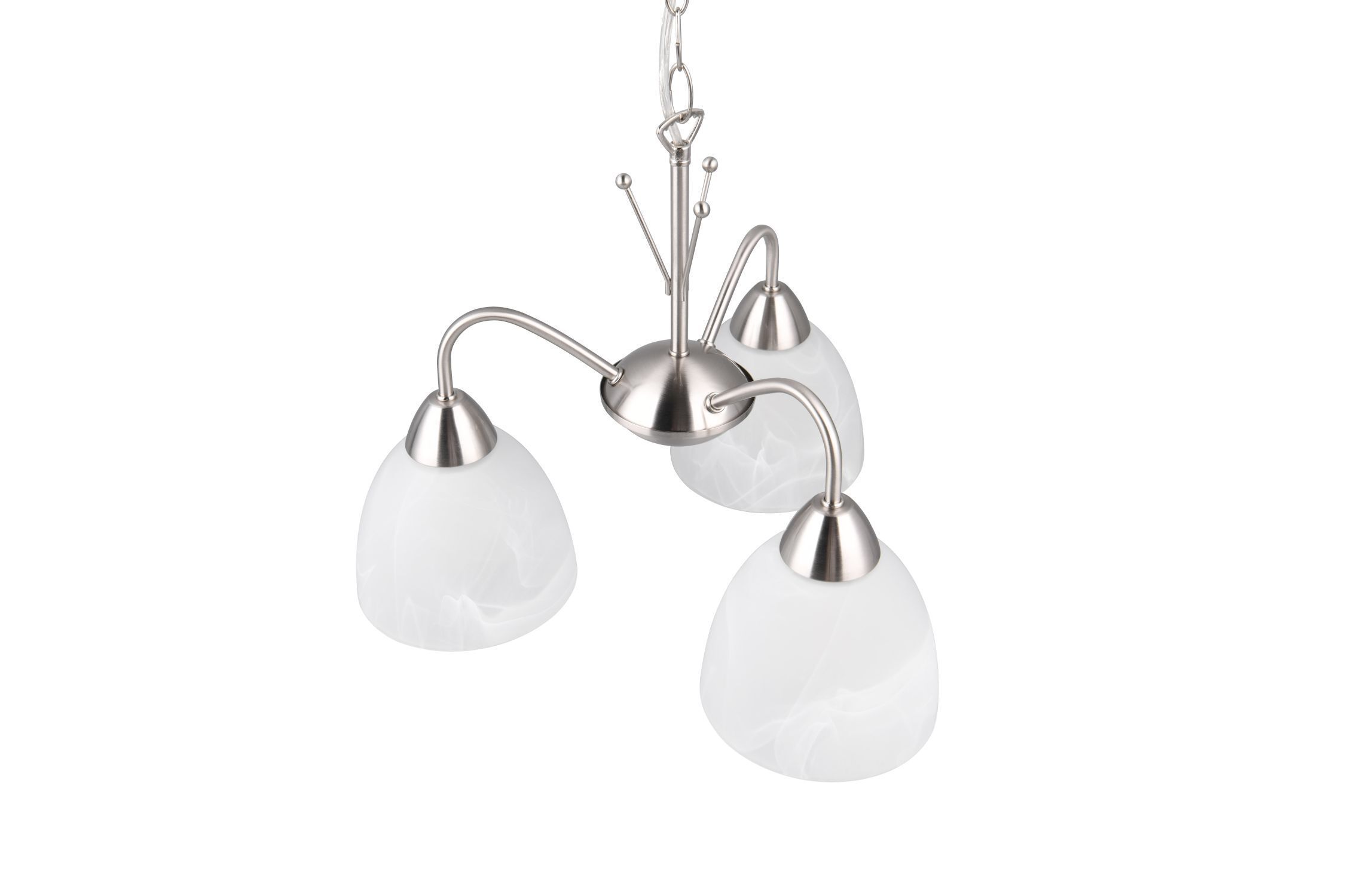 Blendarme Pendelleuchte Metall Glas Nickel Weiß E27 Lampe, Leuchte, Kronleuchter