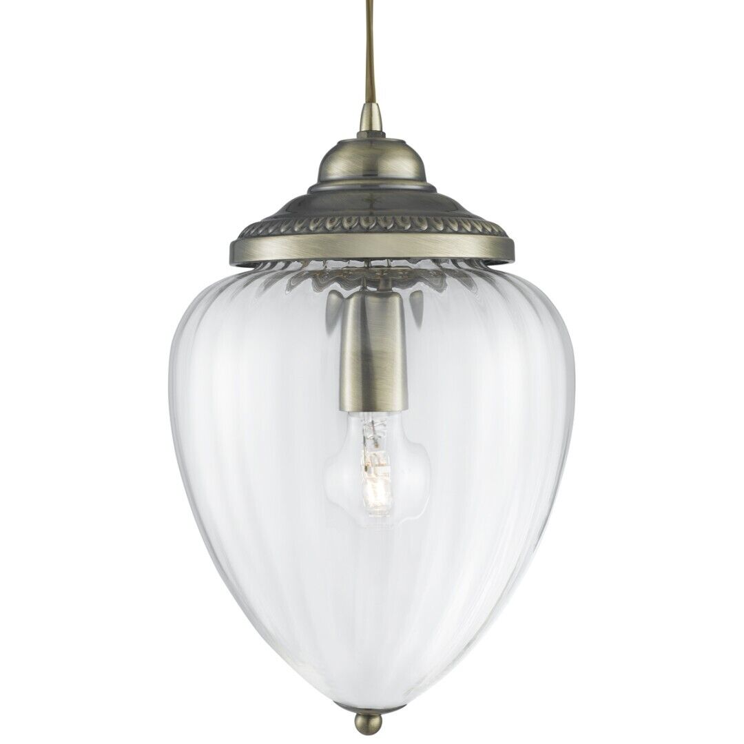 Rustikale längliche Pendelleuchte E27 mit Glasschirm Bronze
