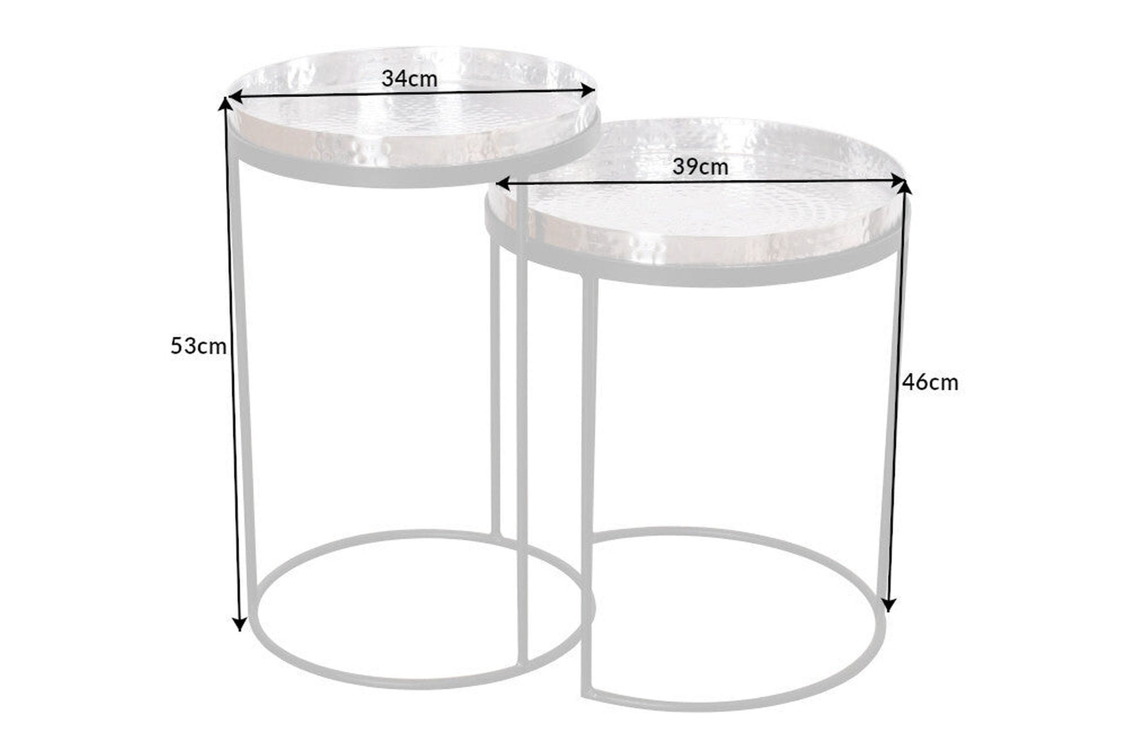 Beistelltisch 2er Set in Gold Schwarz mit Tablett Handarbeit Moebel, Tabelle