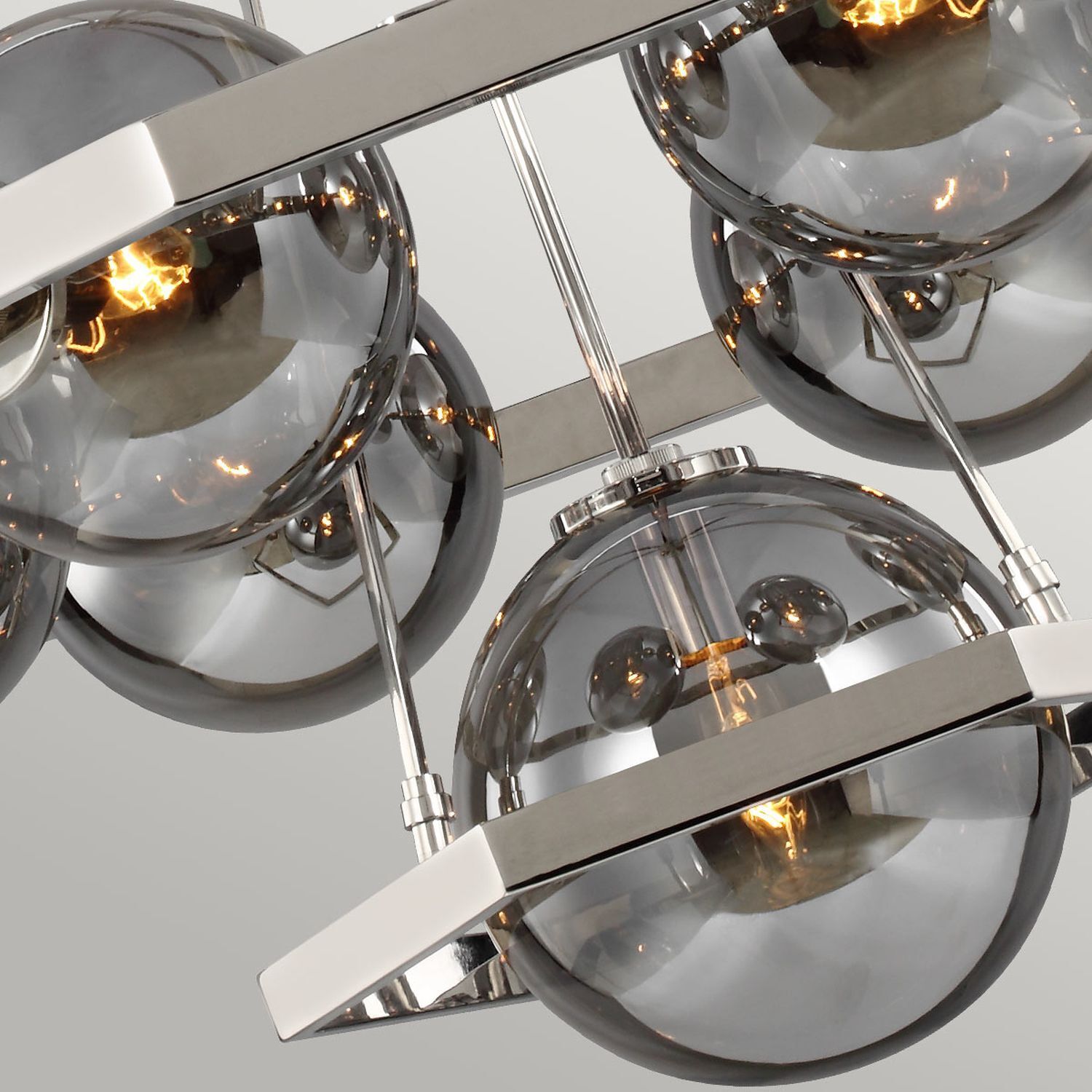 Pendelleuchte Kugelschirme Rauchglas D: 81,3 cm E14 Modern