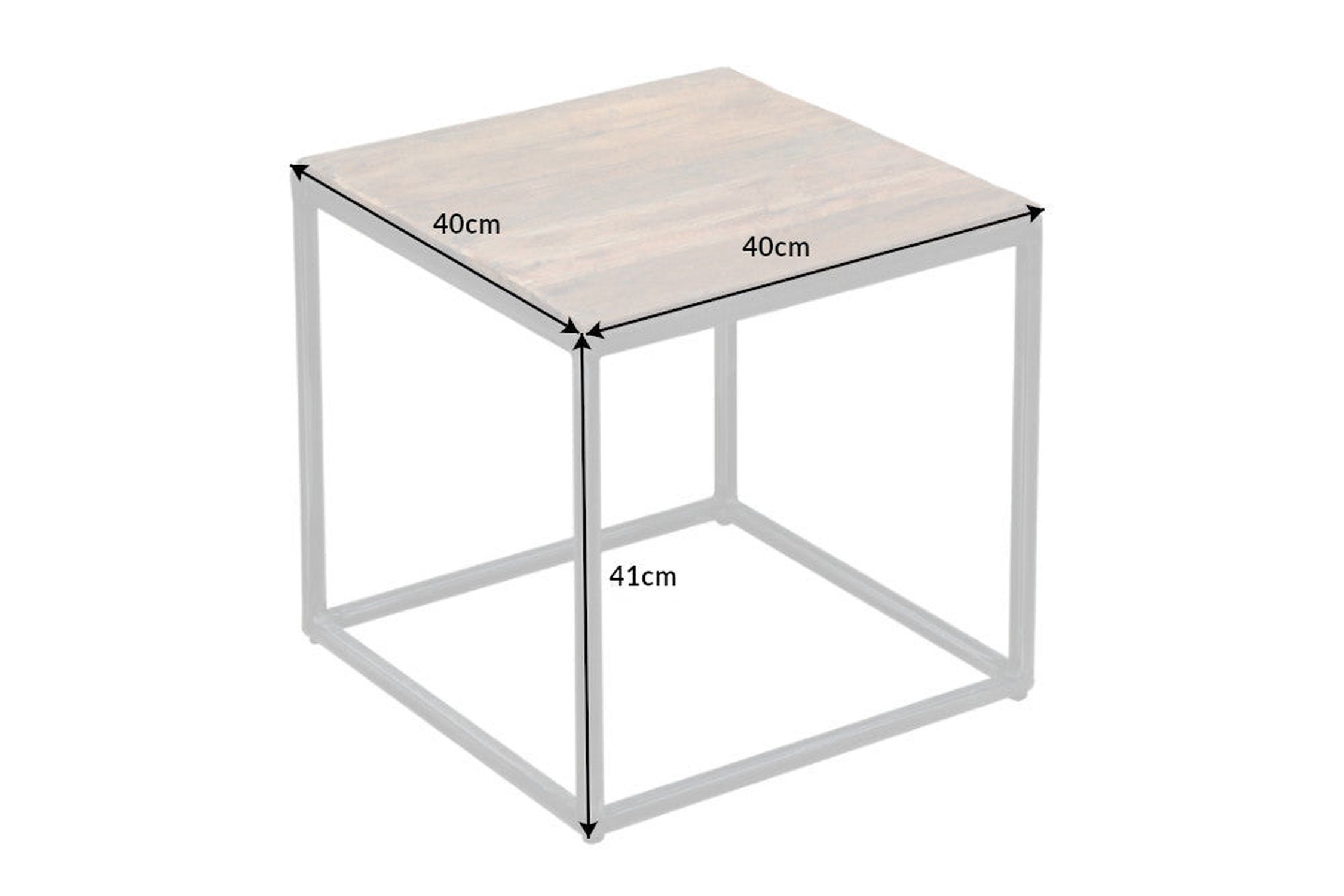 Beistelltisch Recyceltes Holz Metall 40x40 cm Handarbeit