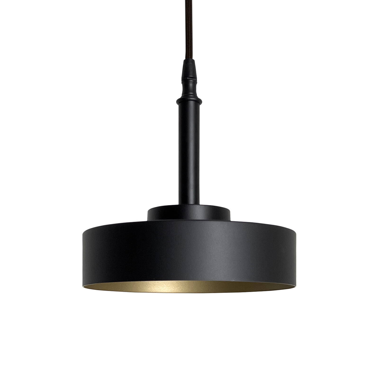 Hängeleuchte rund Schwarz matt Gold E27 D: 20 cm