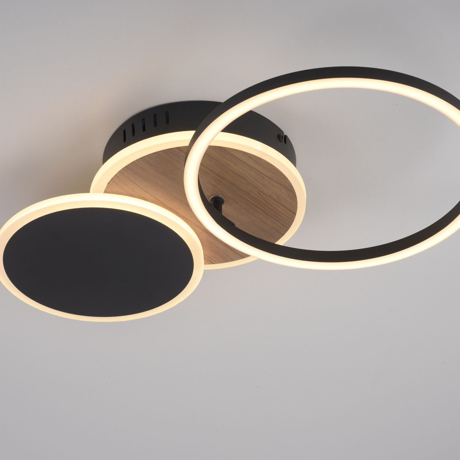 LED Deckenlampe Schwarz Natur warmweiß 26 W verstellbar