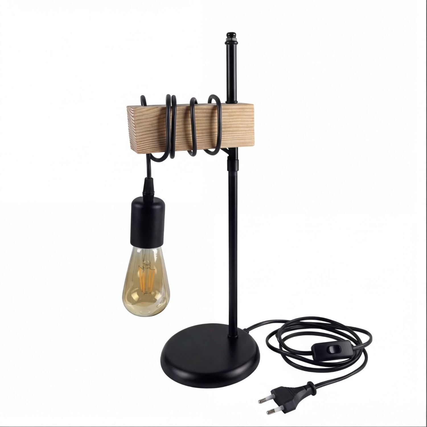 Tischleuchte, Led-Lampe, Holzhalter, Industriell, Stehleuchte