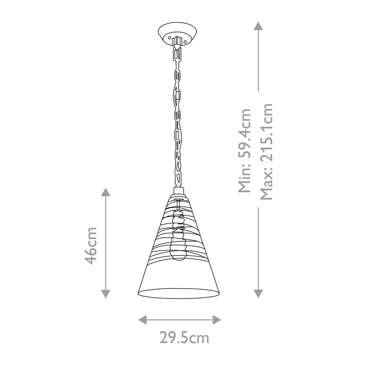 Hängelampe Glas Metall E27 D: 29,5 cm rund FREJA