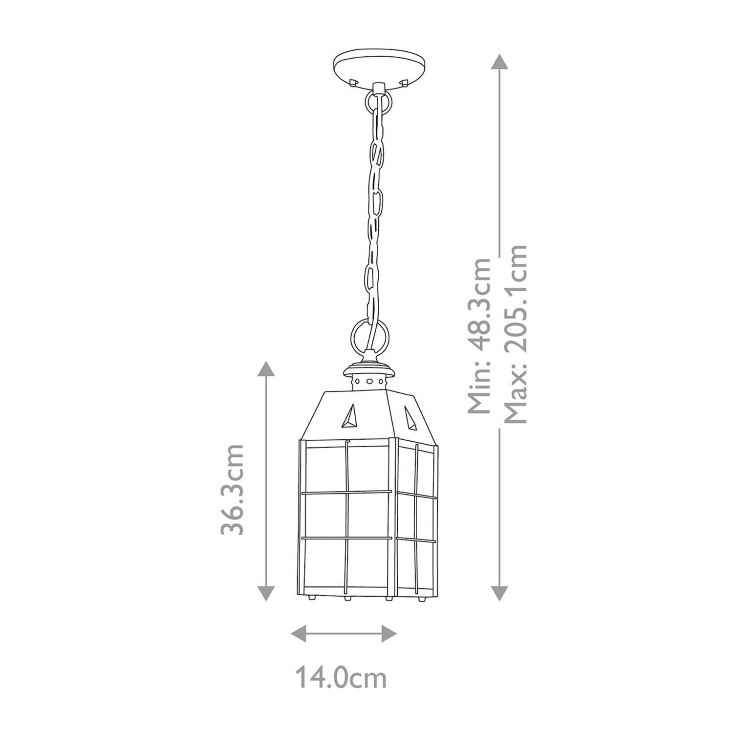 Outdoor Pendelleuchte Messing Glas E27 IP44 H: max. 205,1 cm