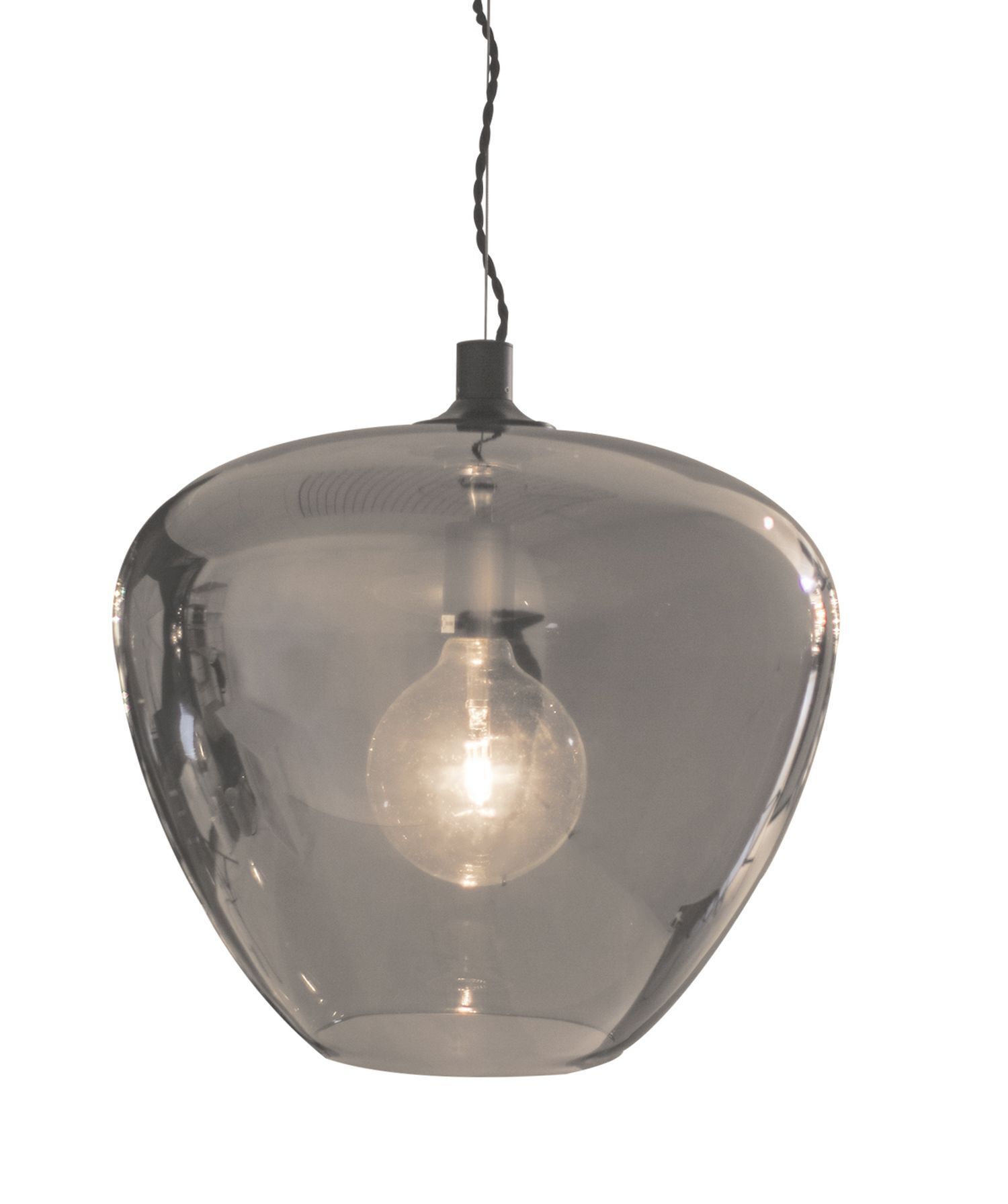 Hängelampe Rauchglas Metall 40 cm breit H: max. 120 cm Leuchte, Lampe, Kronleuchter